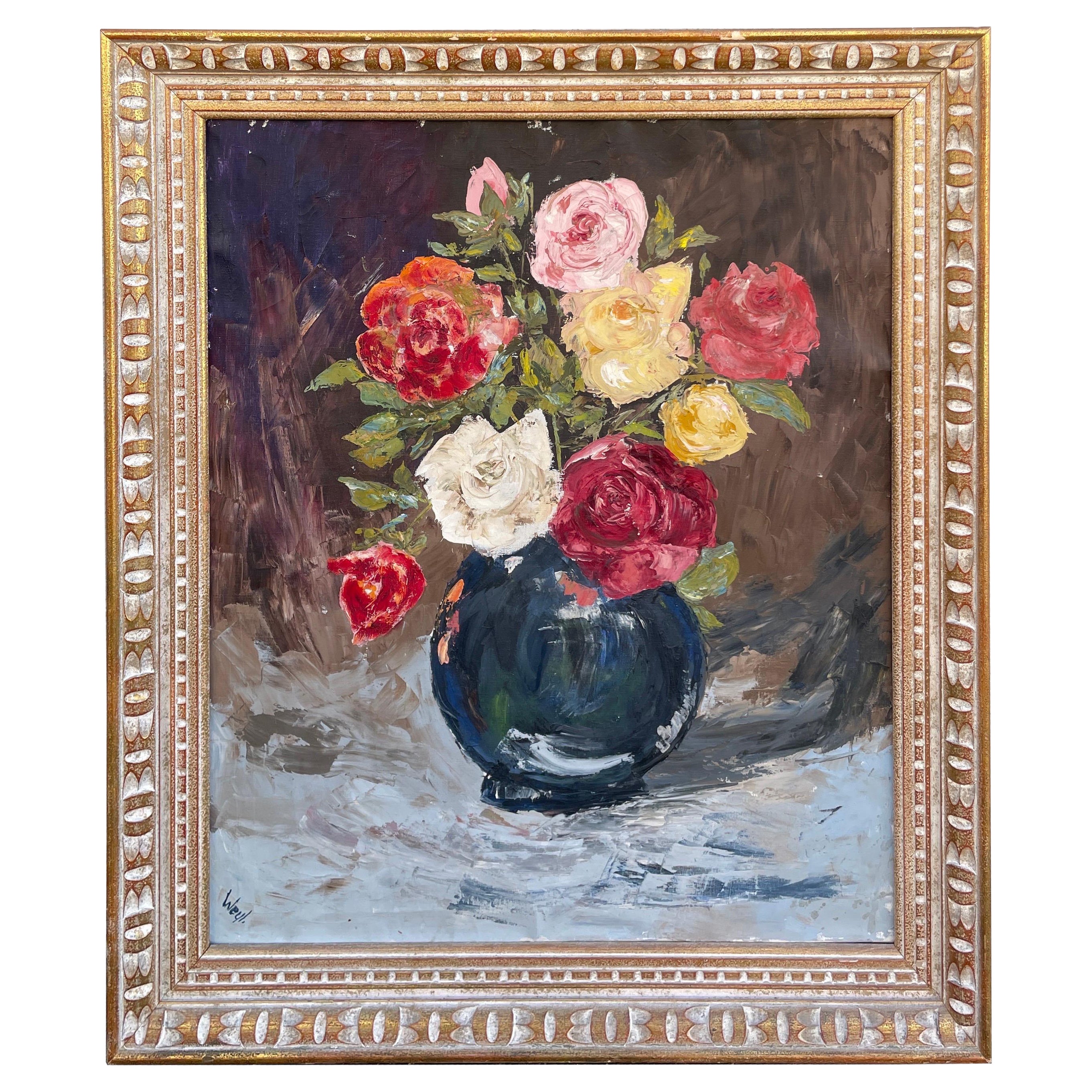 Großes Stillleben, Ölgemälde von Rosen von Weyl