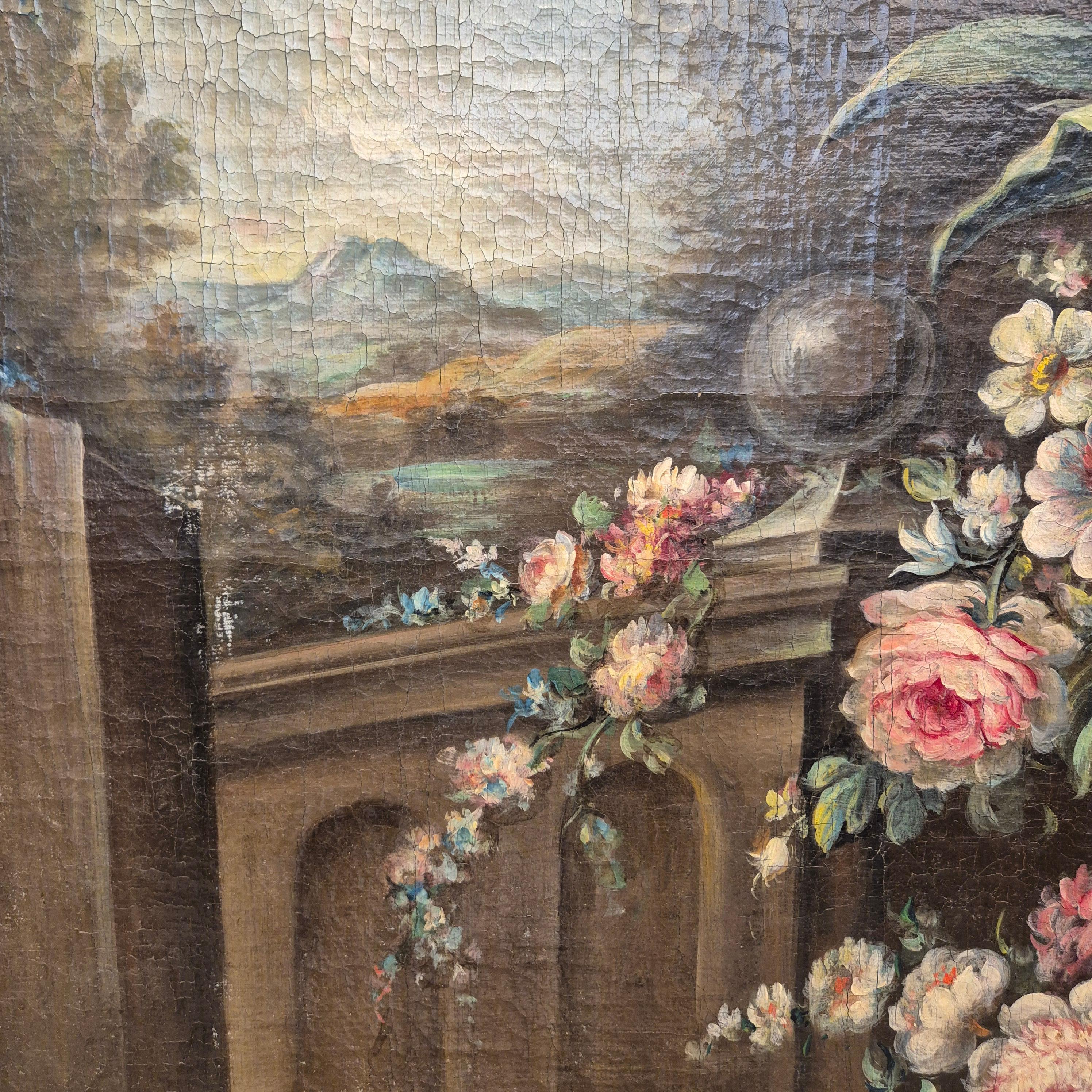 Grande natura morta, Scuola italiana, olio su tela, XVIII secolo in vendita 7