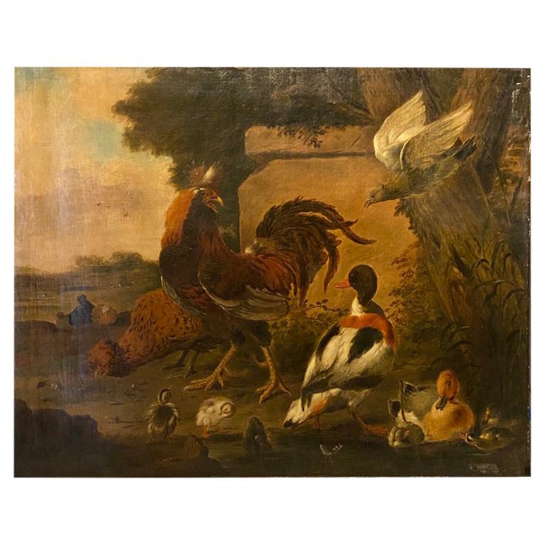 Large Still Life with Birds after Hondecoeter