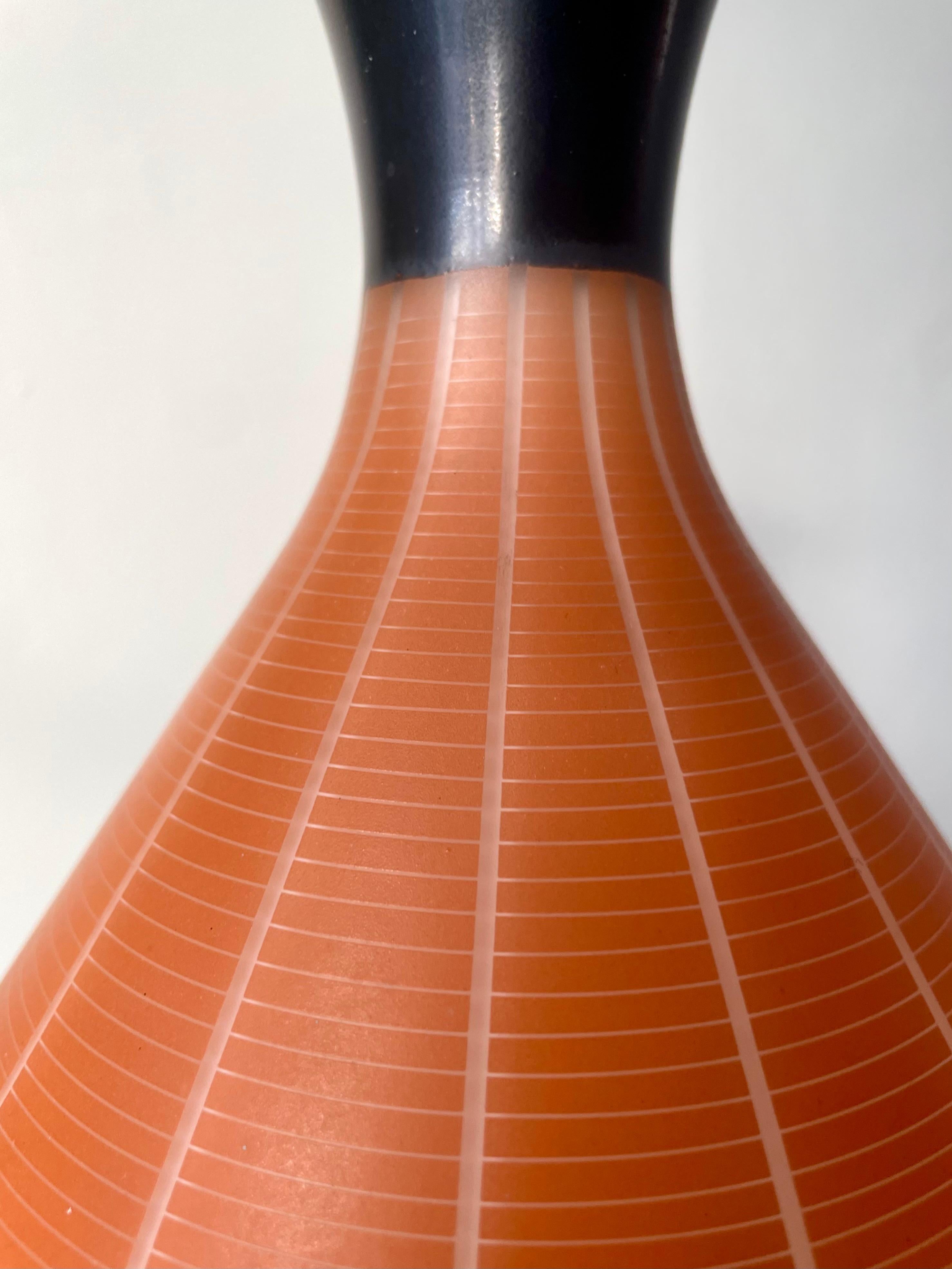 Art Glass Large Stilnovo Style Orange White Black Glass Pendant, 1950s For Sale