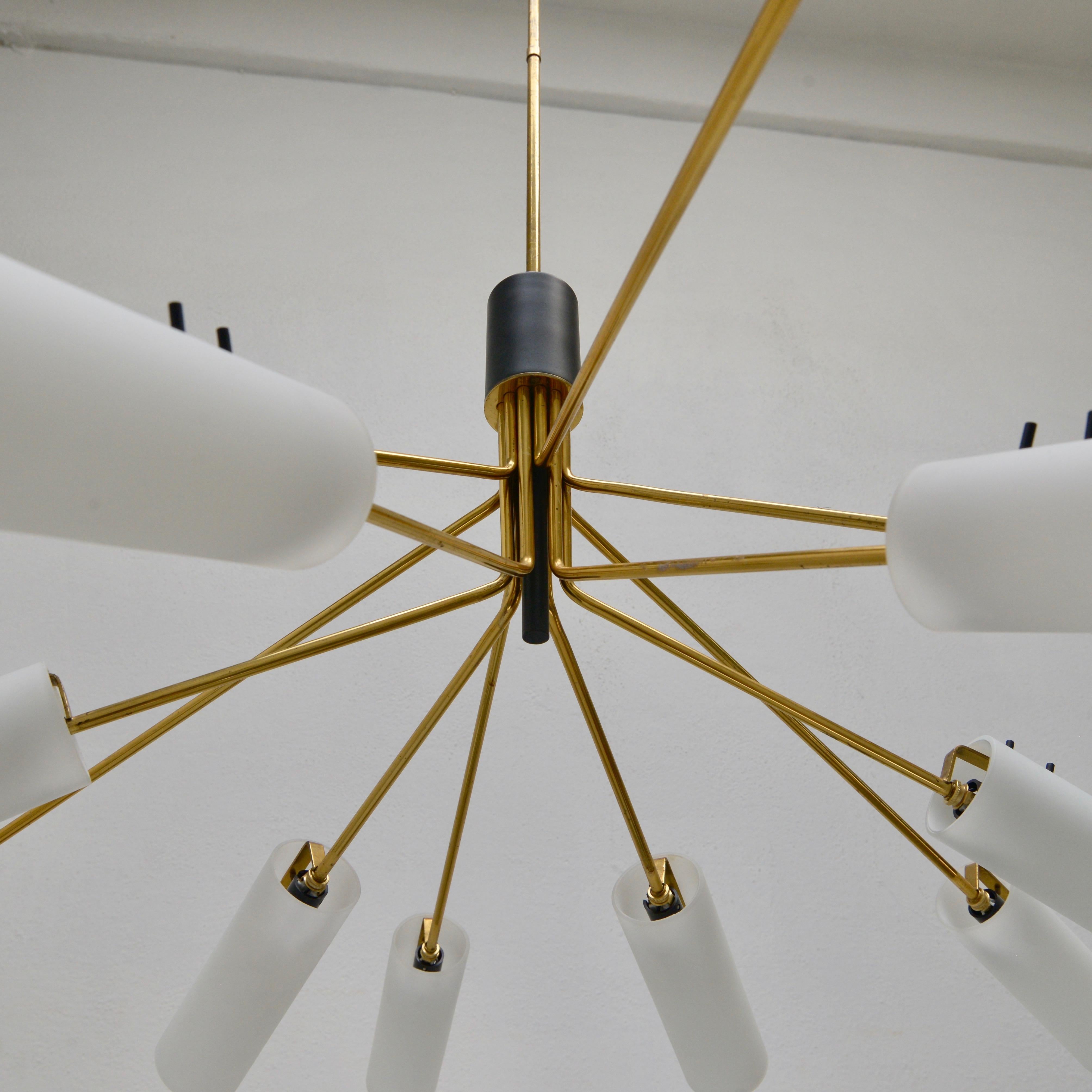 Large Stilnovo Style Chandelier In Good Condition For Sale In Los Angeles, CA
