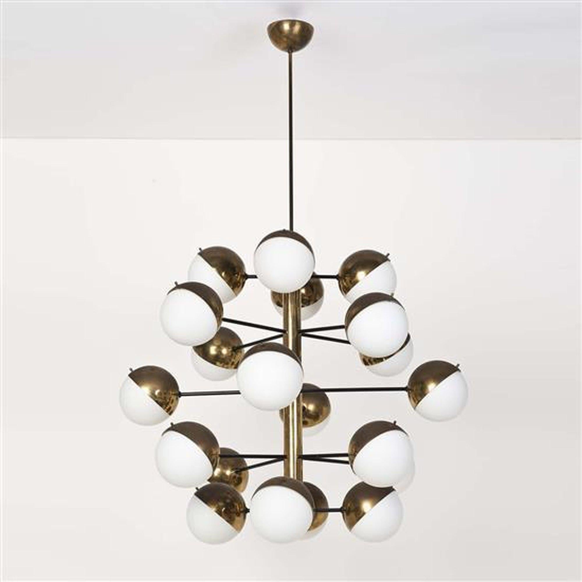 Large Stilnovo Chandelier Model 1126 In Good Condition In Red Lion, PA