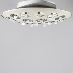 Large Stilnovo Model CP3529 Chandelier in White Lacquered Aluminum, Italy, 1960s