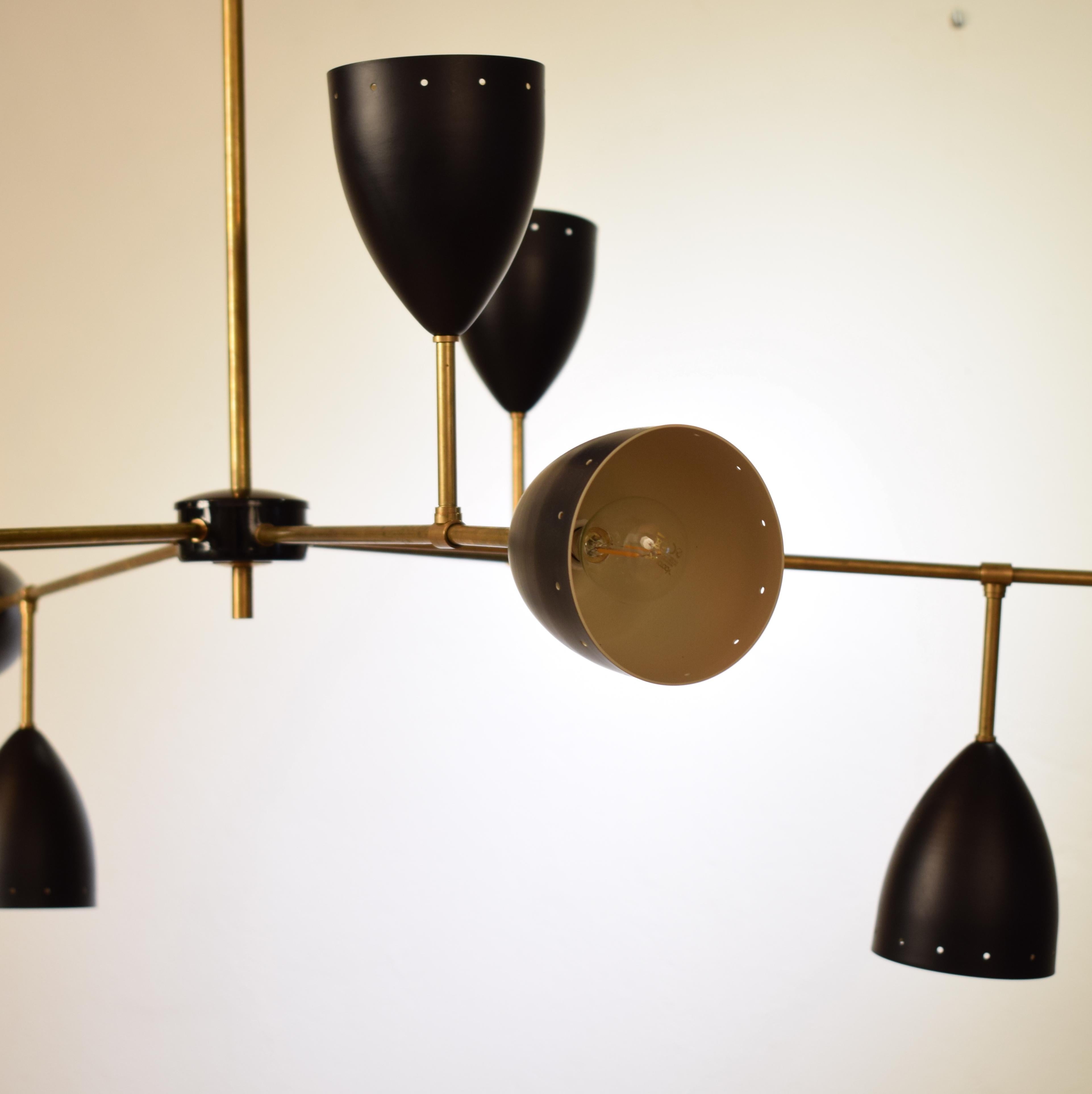 large black and brass chandelier