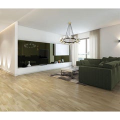 Large Stilnovo Style Italian Chandelier 12 Lights, Made of Brass and Glass