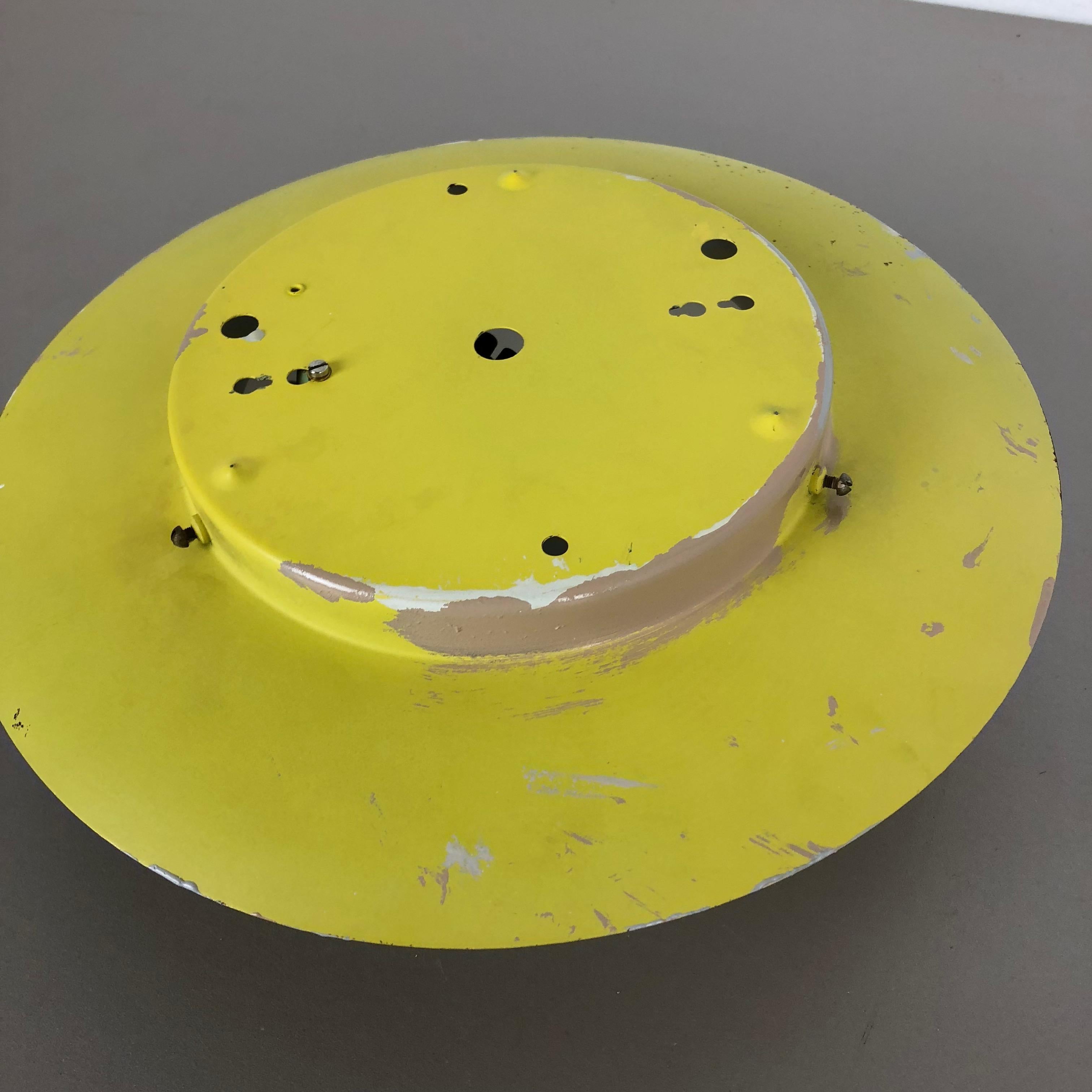 Large Stilnovo Style Metal Opaline Glass Wall Light, Yellow, Italy, 1960s For Sale 7