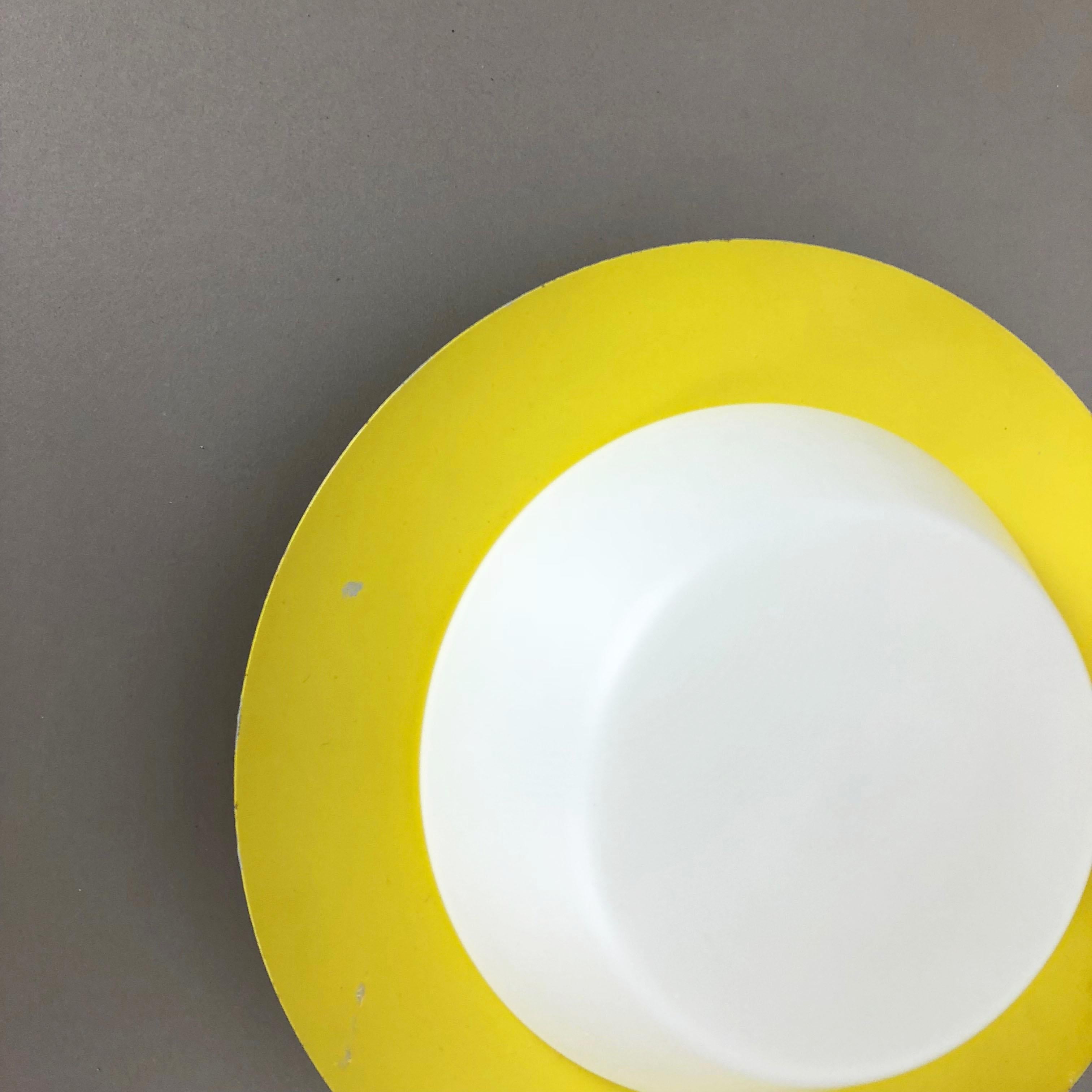 Italian Large Stilnovo Style Metal Opaline Glass Wall Light, Yellow, Italy, 1960s For Sale