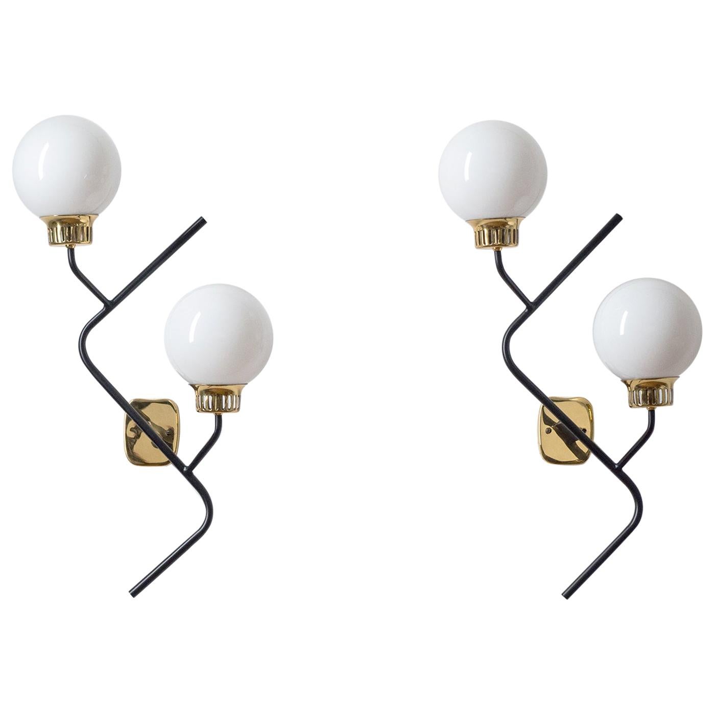 Large Stilnovo Wall Lights, 1950s