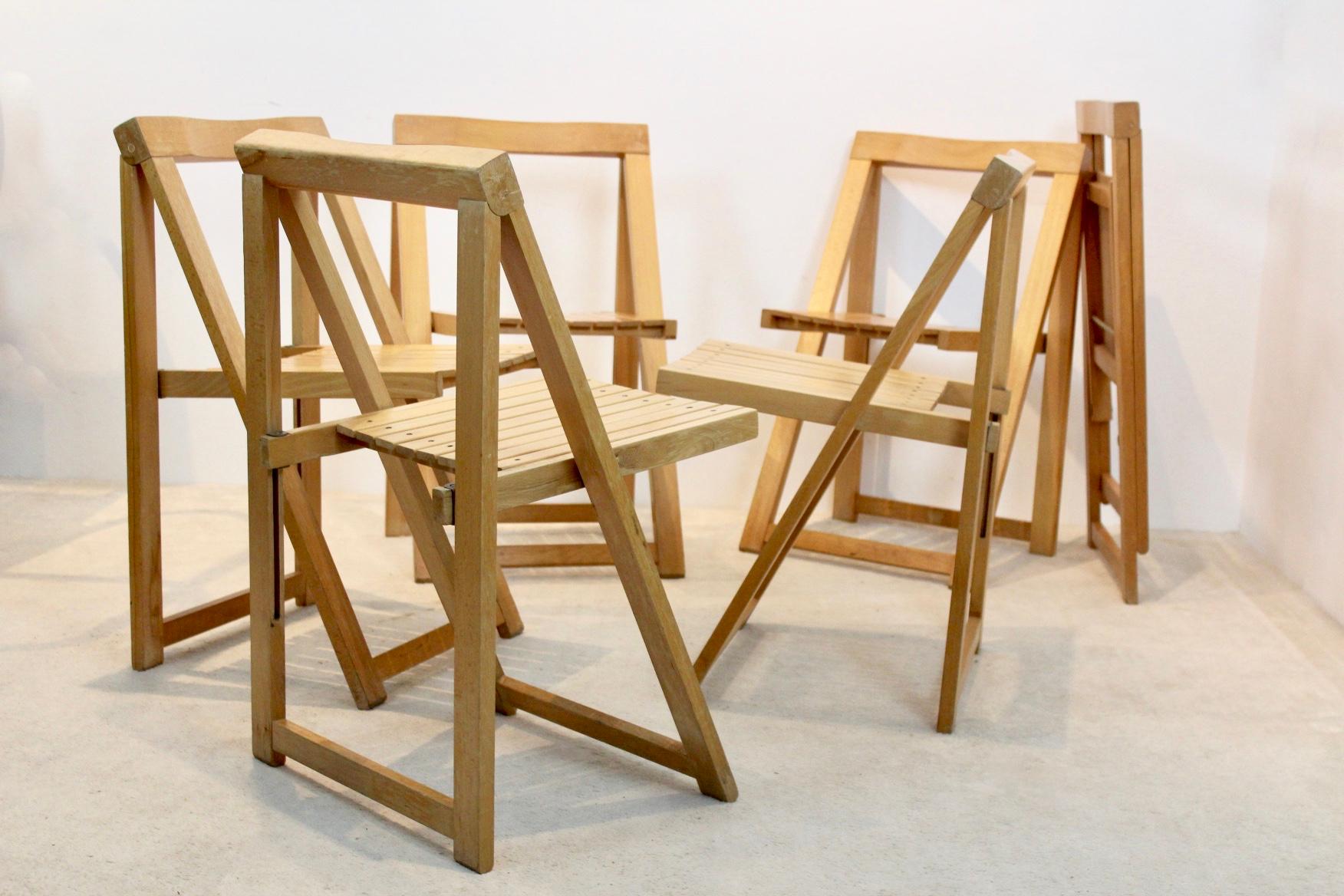 Italian Large Stock of Aldo Jacober Folding Chairs for Alberto Bazzani