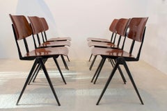 Large Stock of Brown Stackable Galvanitas S16 Industrial Diner Chairs, 1960s