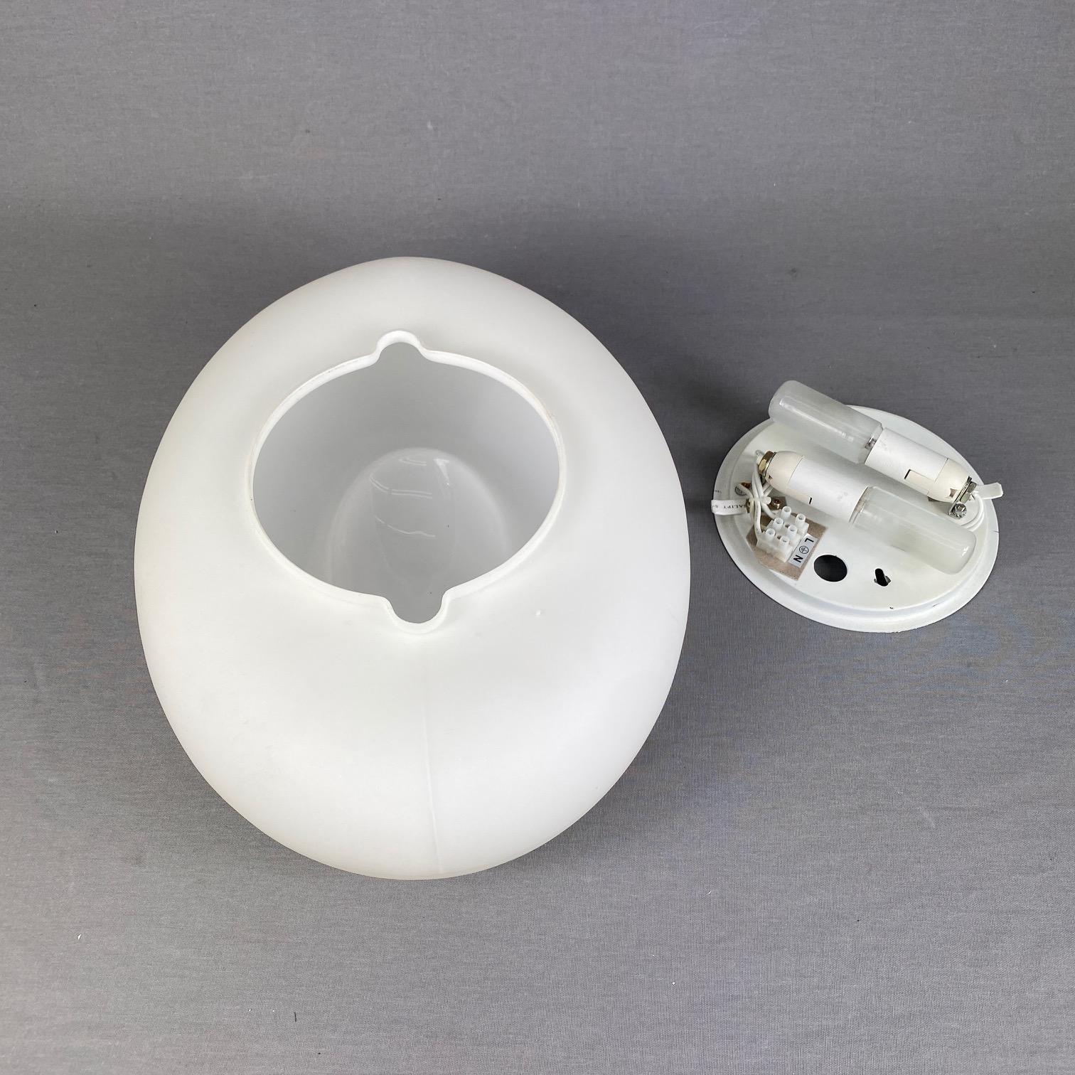 Large Stock of Oval Italian Wall or Flush Mount Lights in White Glass 1