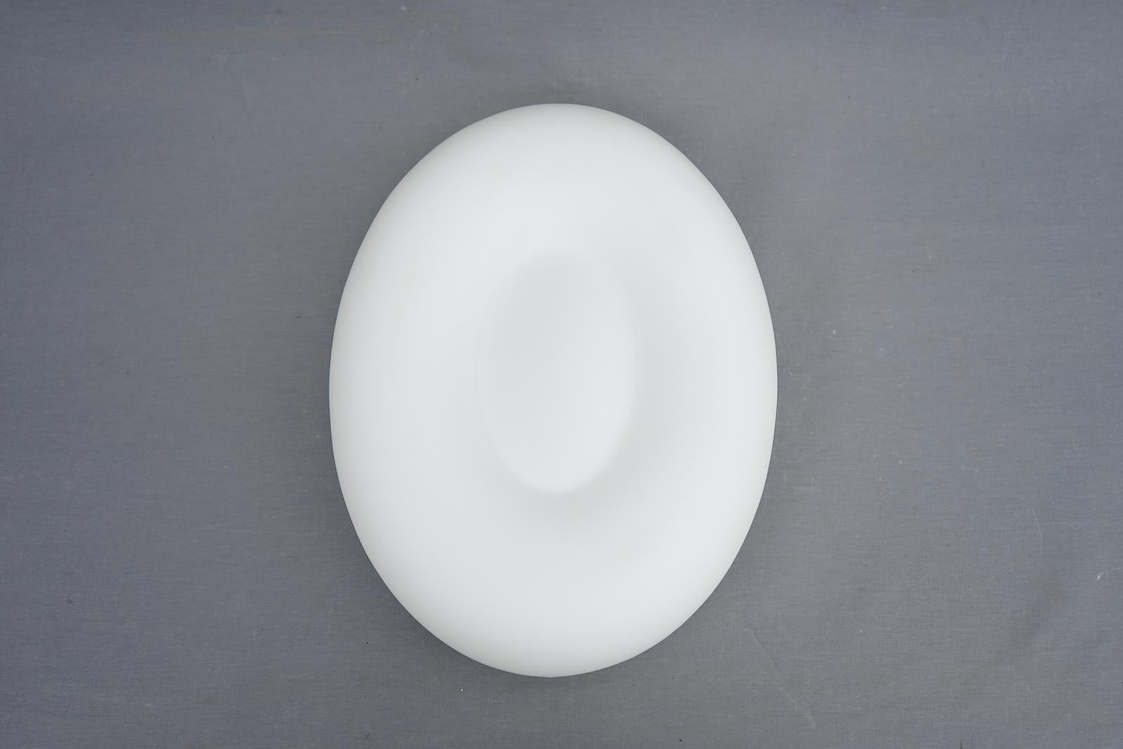 Late 20th Century Large Stock of Oval Italian Wall or Flush Mount Lights in White Glass