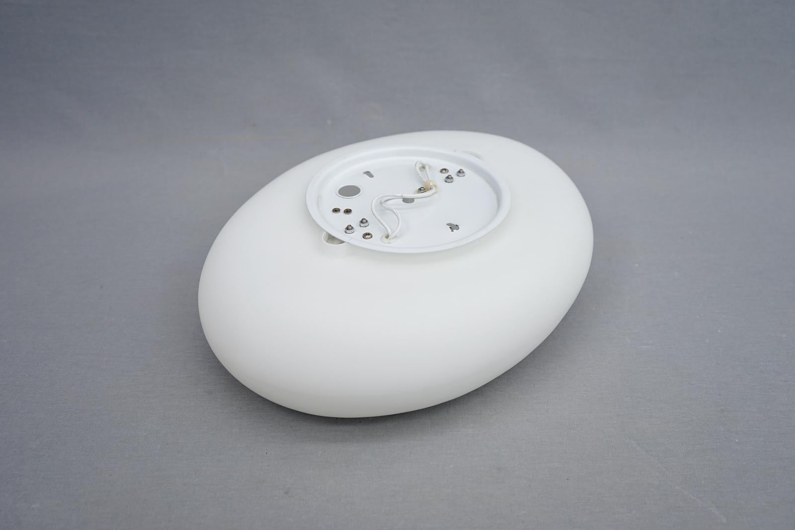 Metal Large Stock of Oval Italian Wall or Flush Mount Lights in White Glass