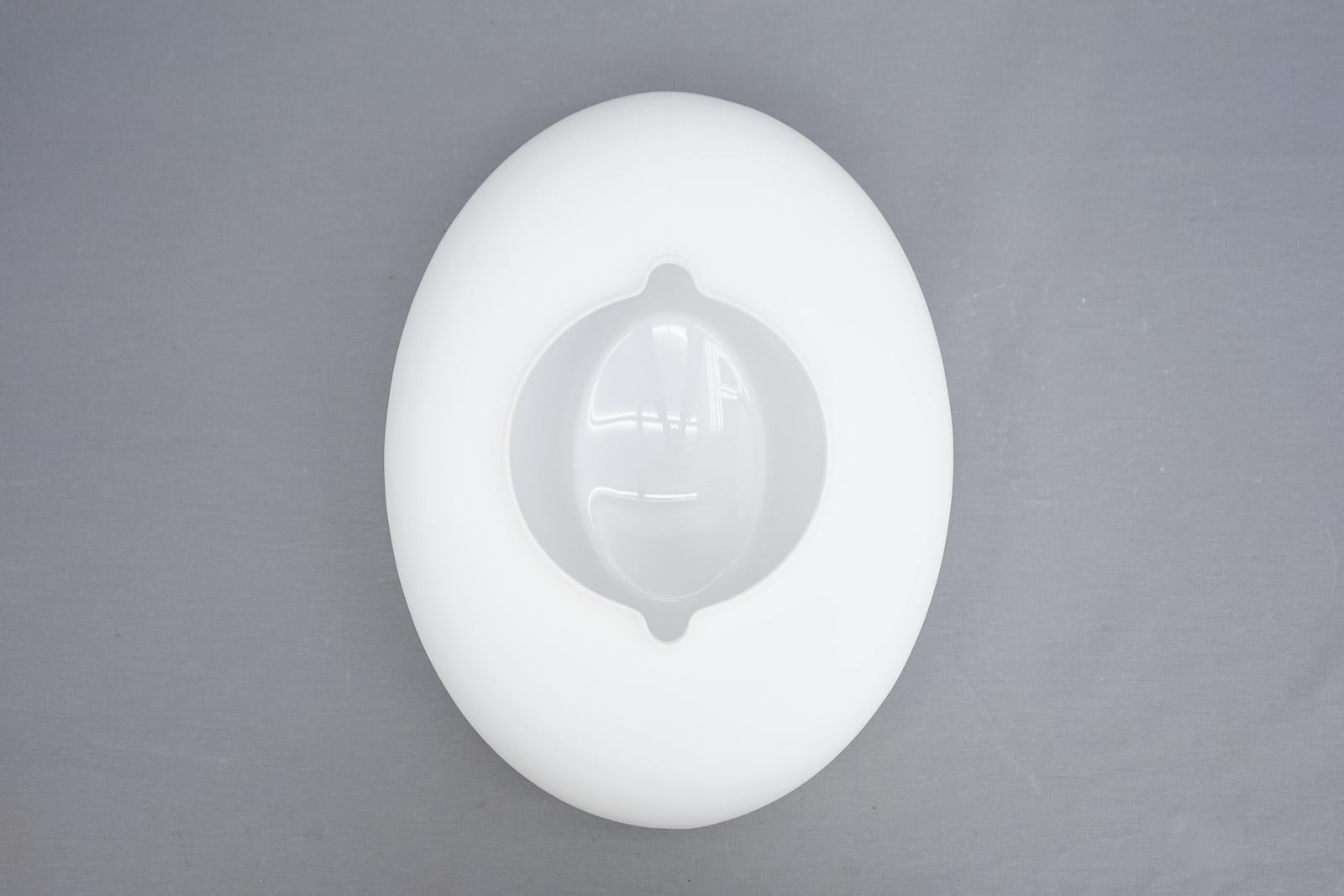 Large Stock of Oval Italian Wall or Flush Mount Lights in White Glass 2