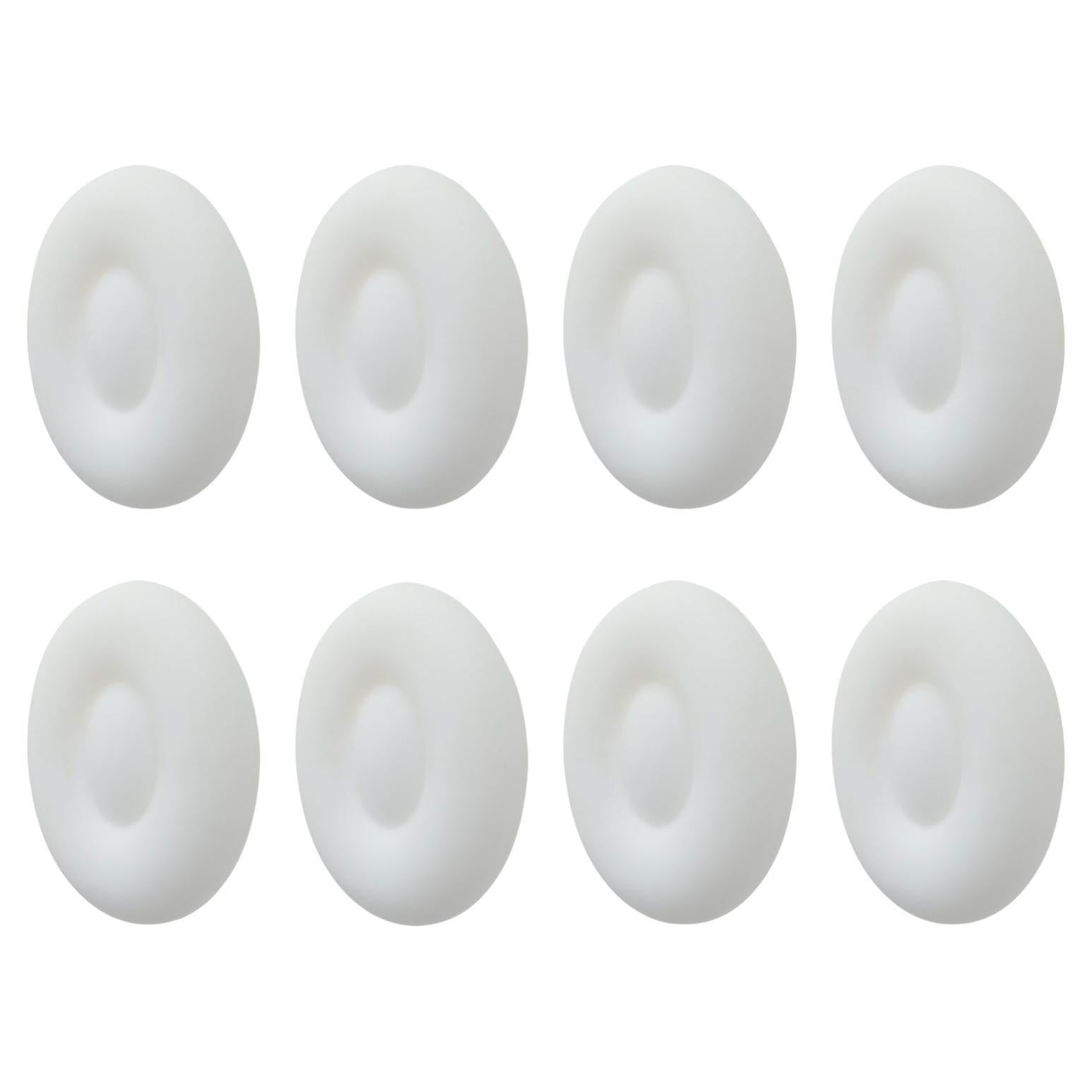 Large Stock of Oval Italian Wall or Flush Mount Lights in White Glass