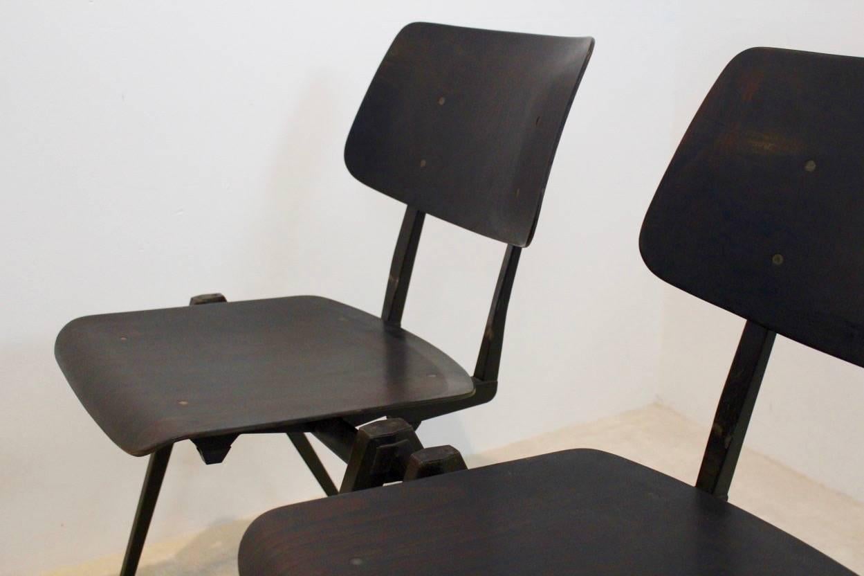 Dutch Large Stock of Stackable Galvanitas S16 Industrial Diner Chairs in Wenge, 1960s