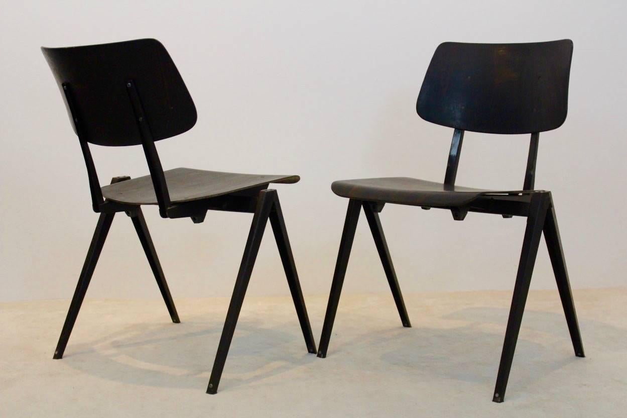 Large Stock of Stackable Galvanitas S16 Industrial Diner Chairs in Wenge, 1960s 1