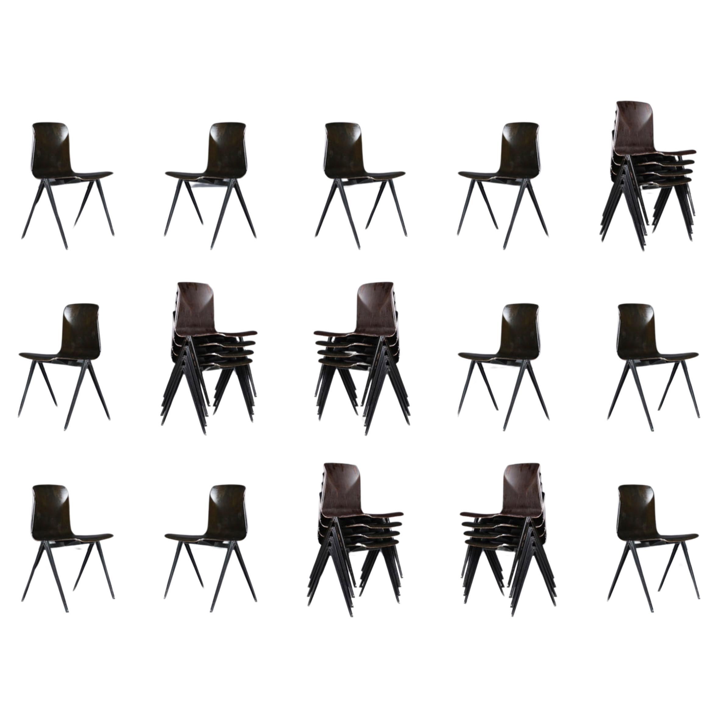 Large Stock Stackable Pagholz Galvanitas S22 Compas Dining room Chairs, 1960s For Sale