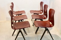 Large Stock Stackable Pagholz Galvanitas S22 Industrial Diner Chairs in Brown