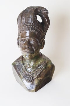 Large Stone Bust Of An African Chief Shona From Verdit Tendayi Tandi