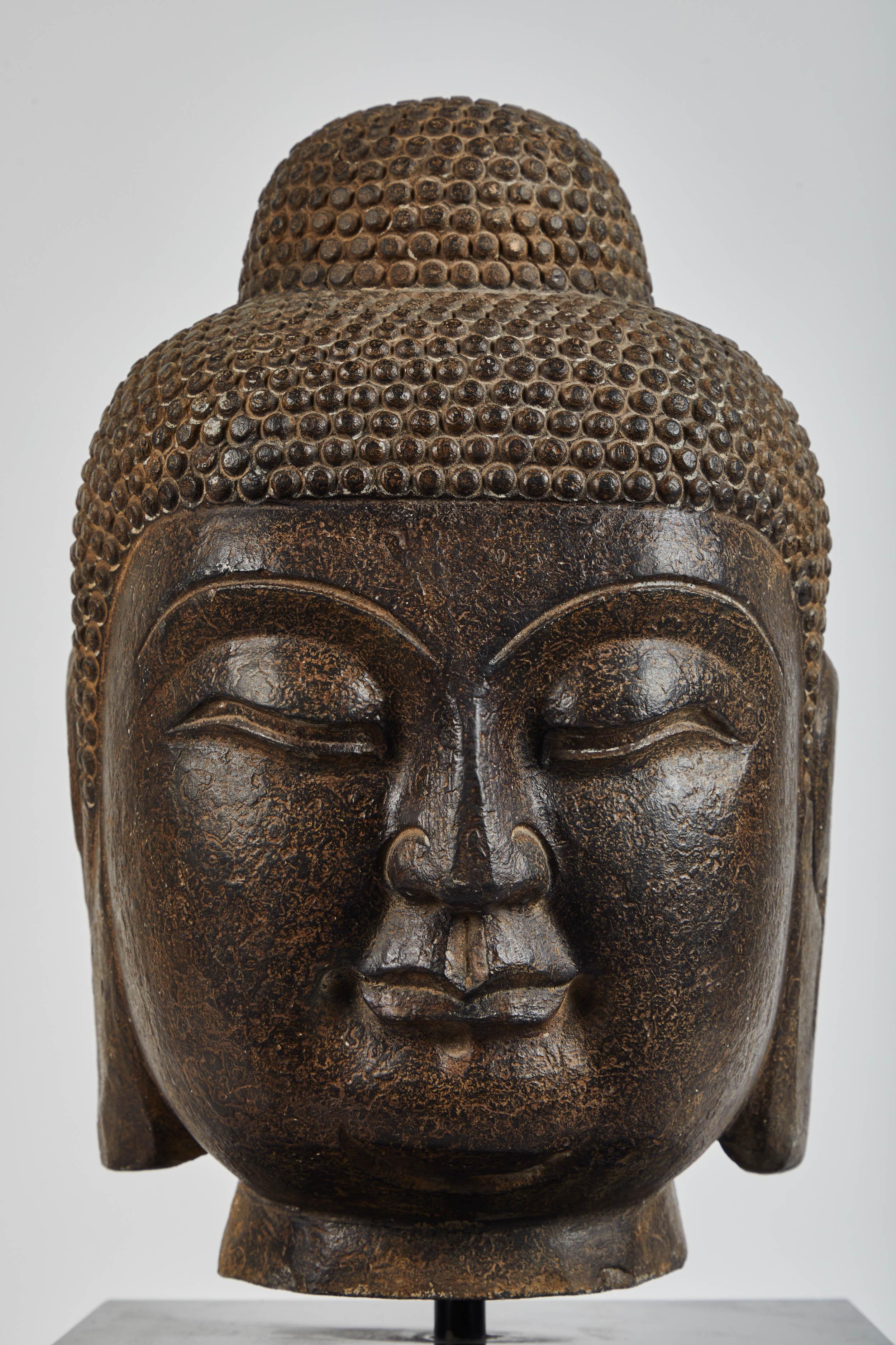Large Stone Carved Buddha Head 2