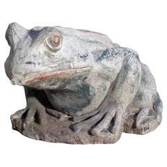 Vintage Big Stone Bull Frog for Garden Pond, 1980's