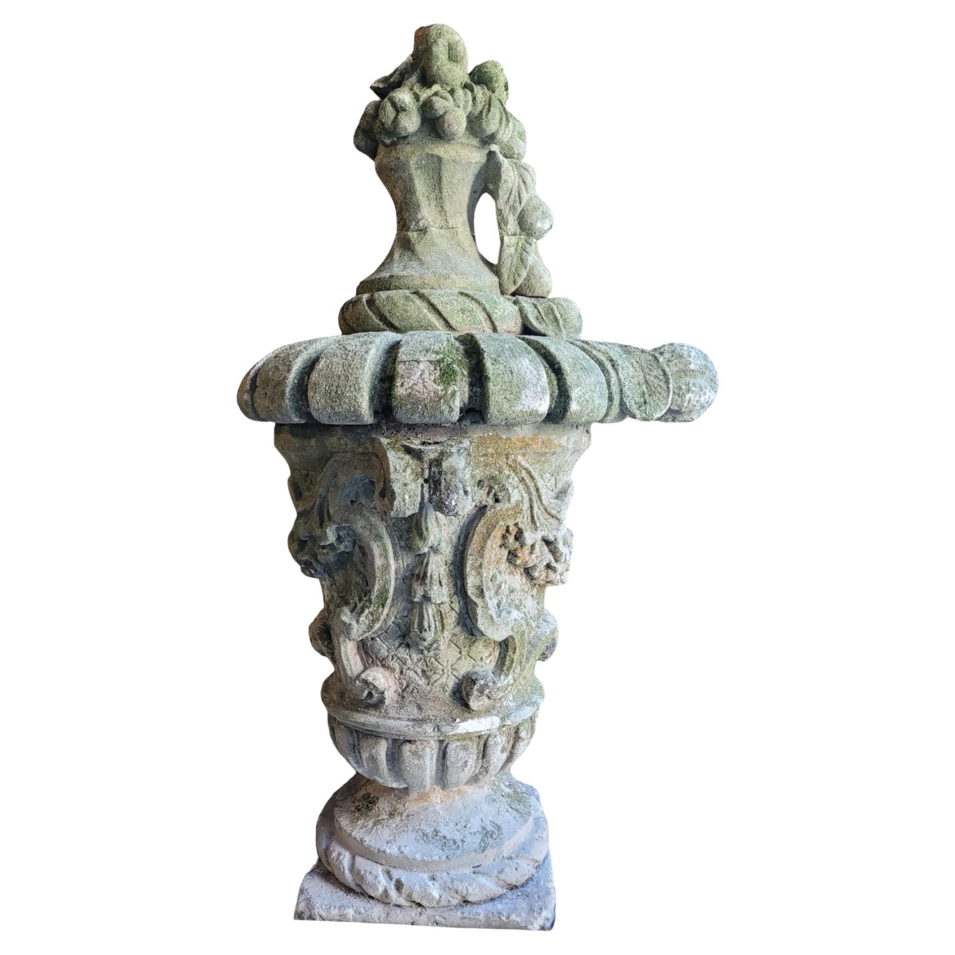 Large Stone Garden Vase, Early 20th Century For Sale