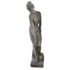 Large Stone Sculpture of Woman Bathing