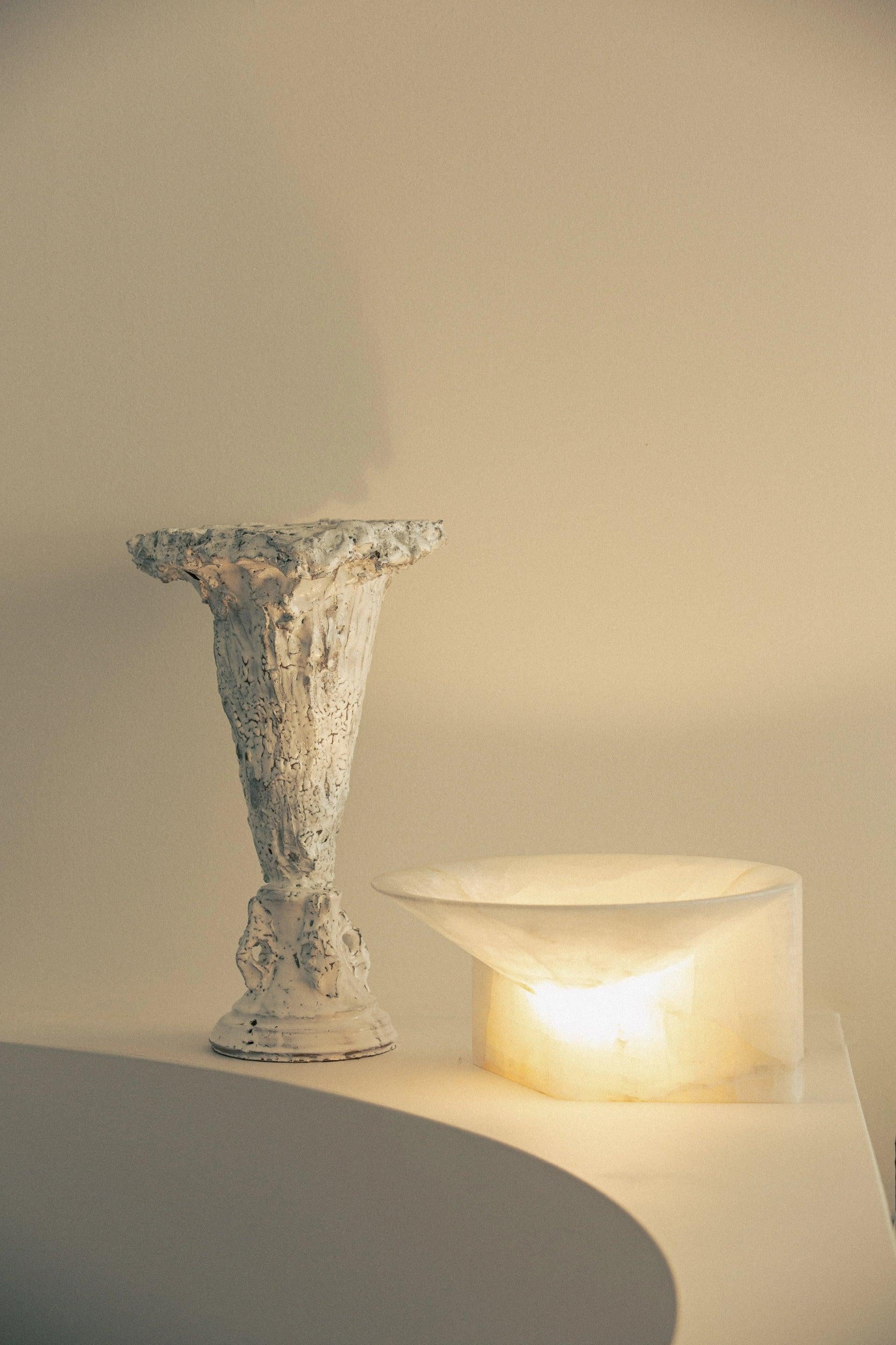 Australian Contemporary Large White Alabaster Uplight by Henry Wilson For Sale