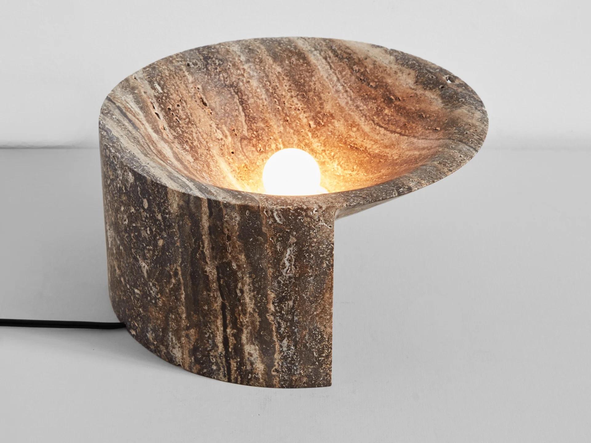 Contemporary Large Black Travertine Uplight by Henry Wilson In New Condition For Sale In Geneve, CH