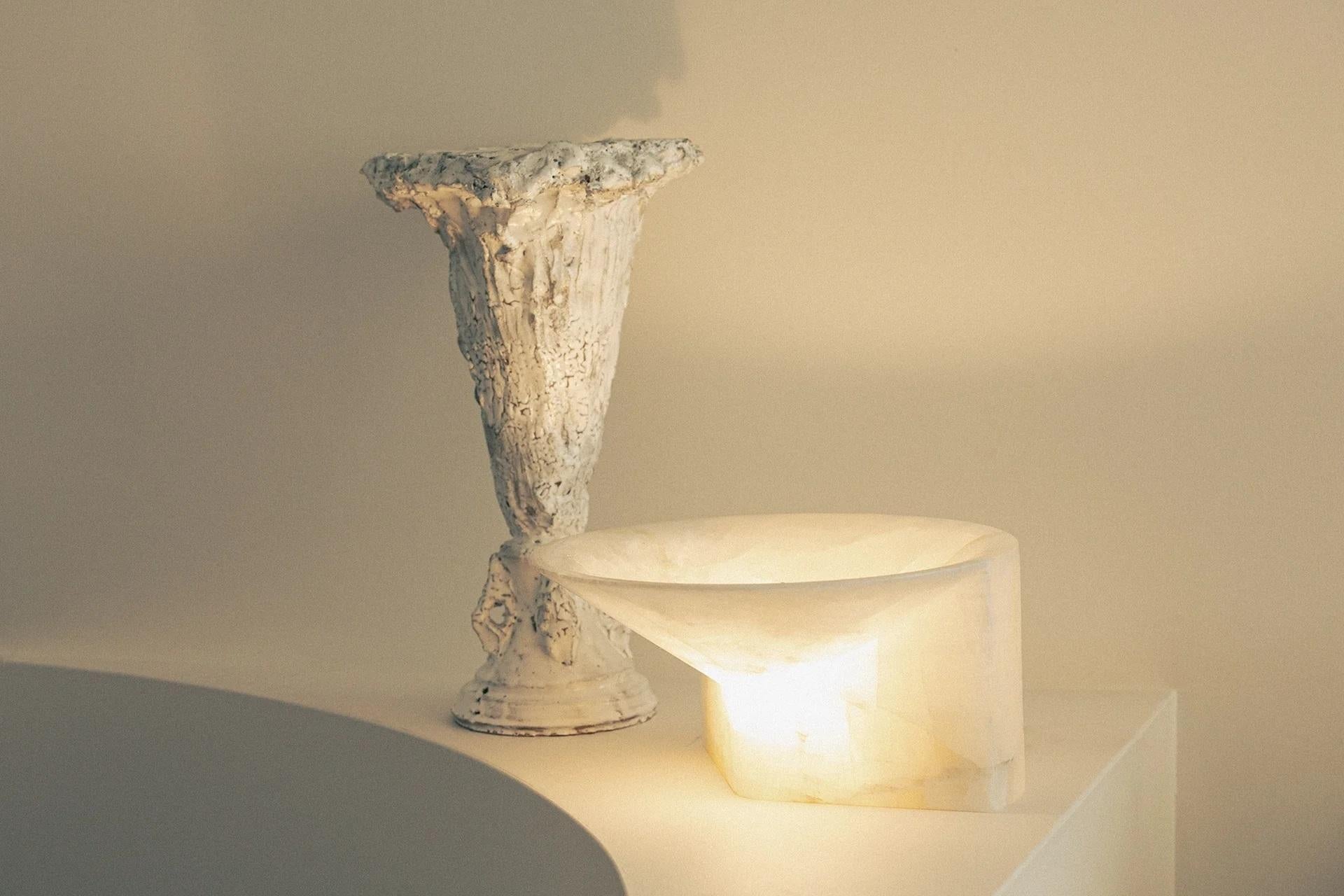 Contemporary Large White Alabaster Uplight by Henry Wilson In New Condition For Sale In Geneve, CH