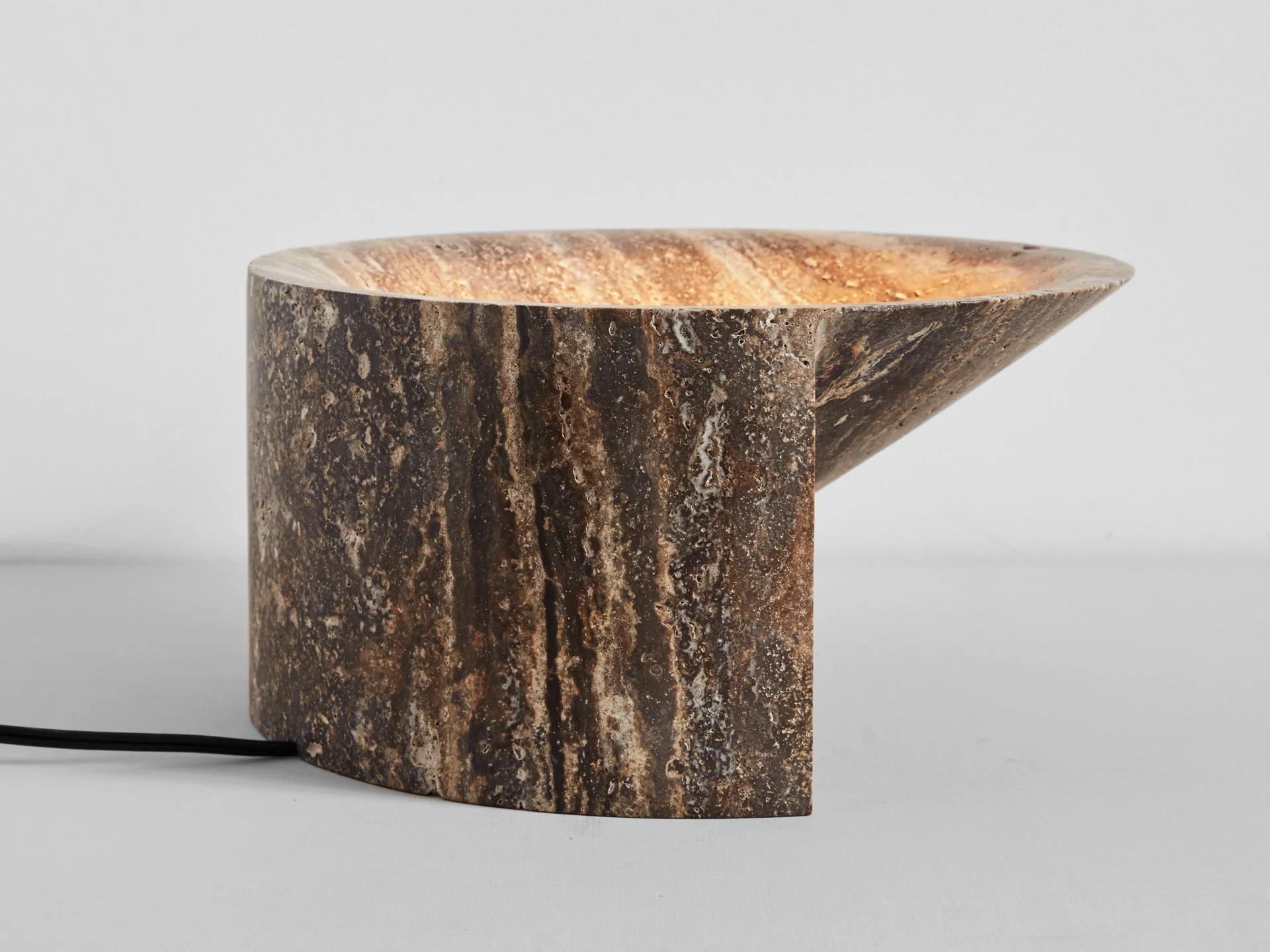 Contemporary Large Black Travertine Uplight by Henry Wilson For Sale 1