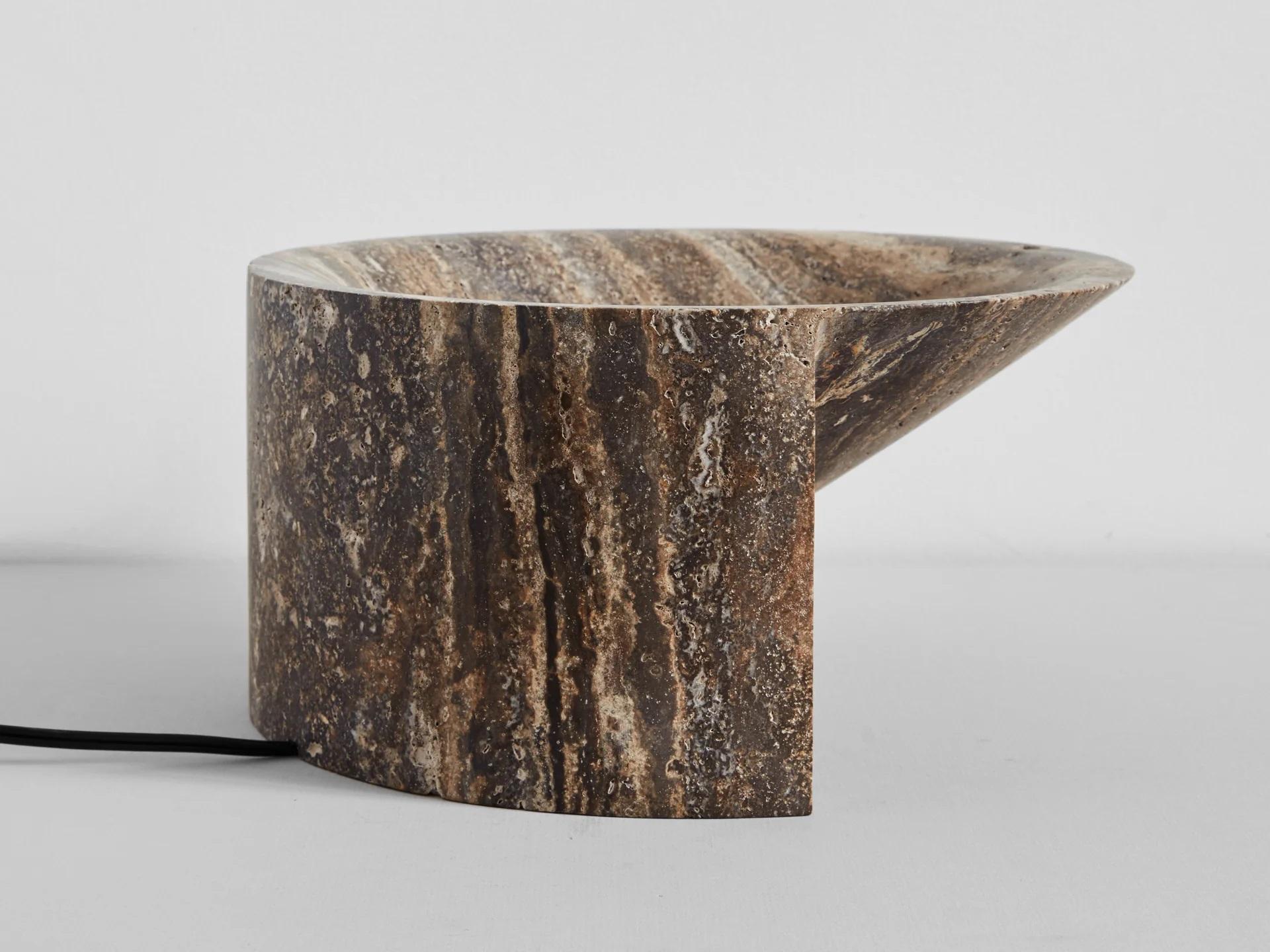 Contemporary Large Black Travertine Uplight by Henry Wilson For Sale 2