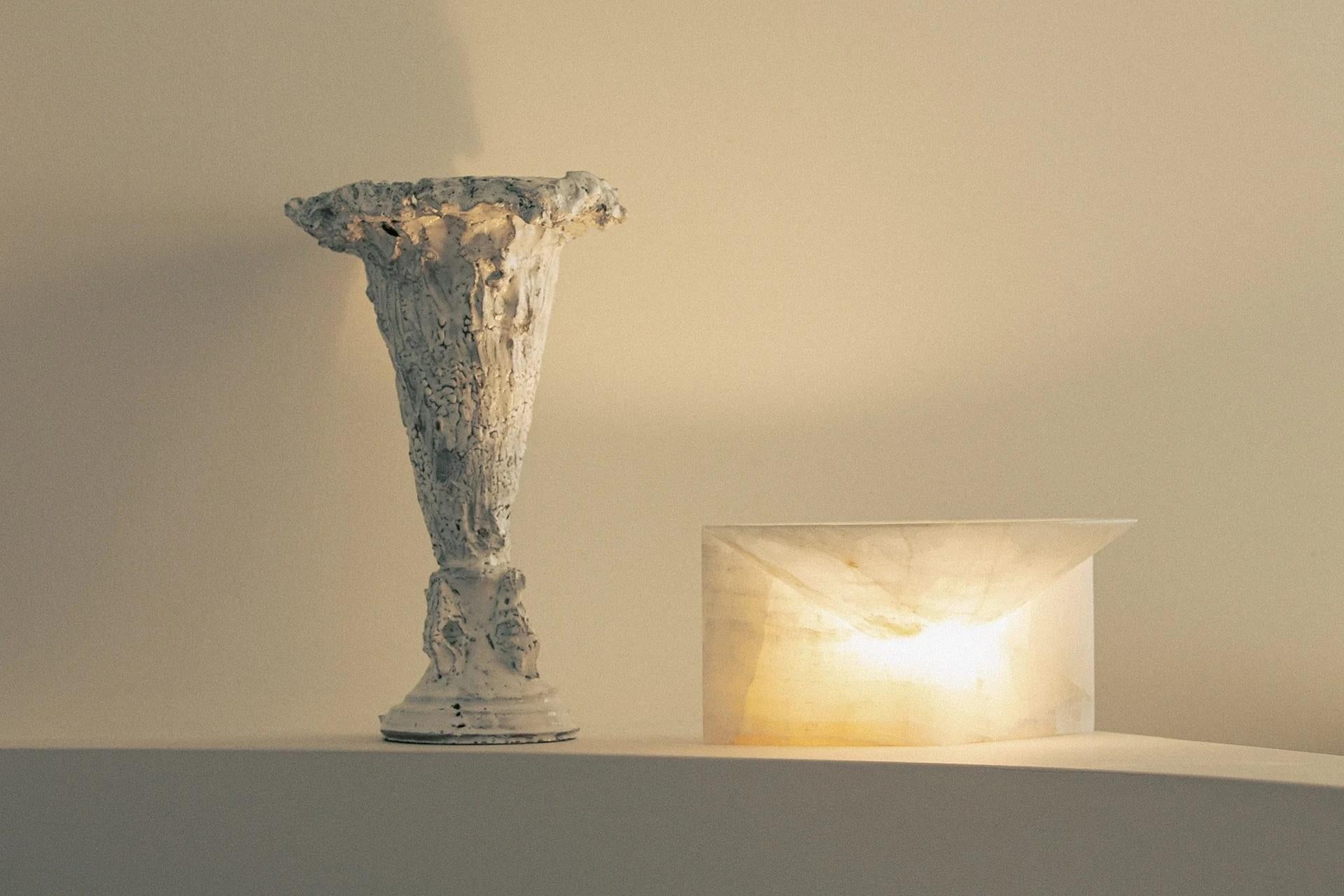Contemporary Large White Alabaster Uplight by Henry Wilson For Sale 1