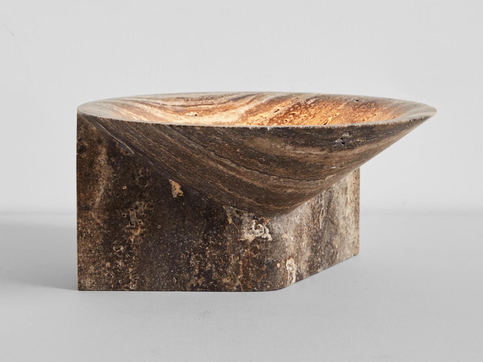 Contemporary Large Black Travertine Uplight by Henry Wilson For Sale 3