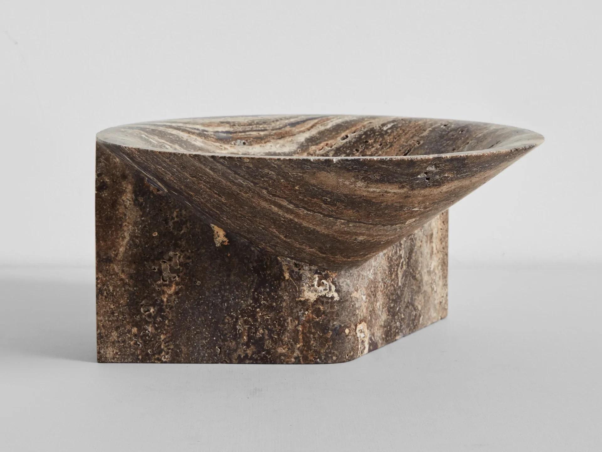 Contemporary Large Black Travertine Uplight by Henry Wilson For Sale 4