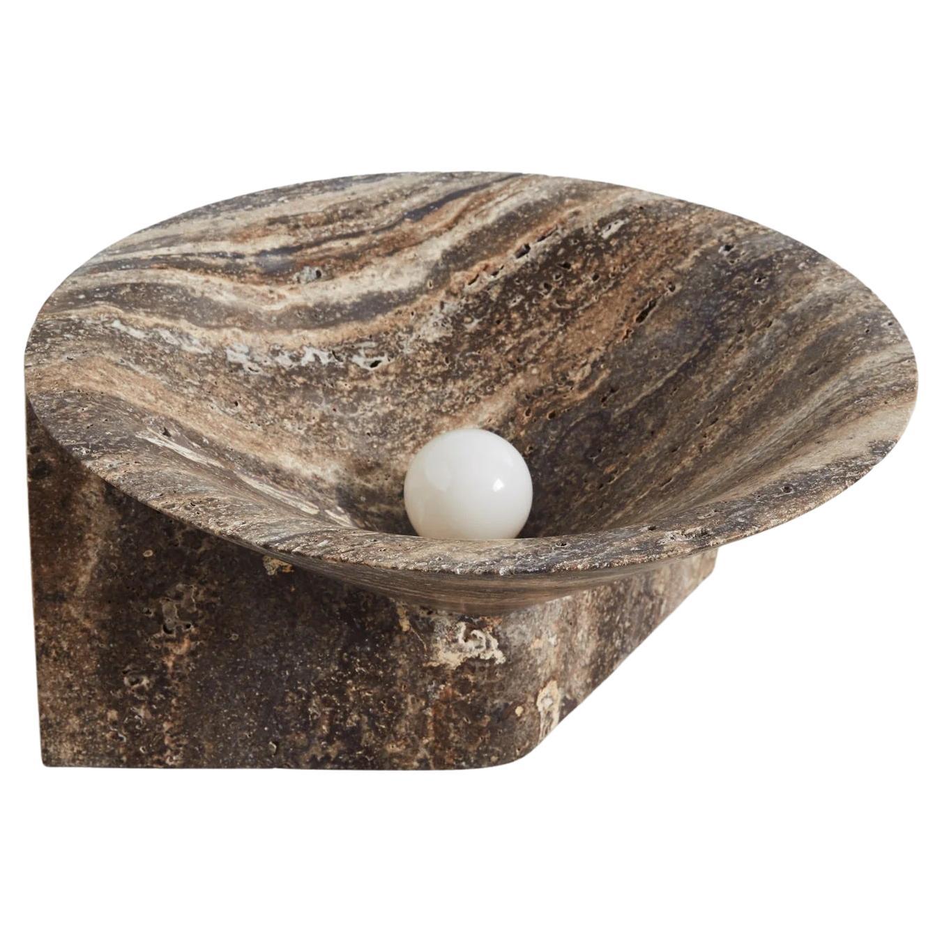 Contemporary Large Black Travertine Uplight di Henry Wilson