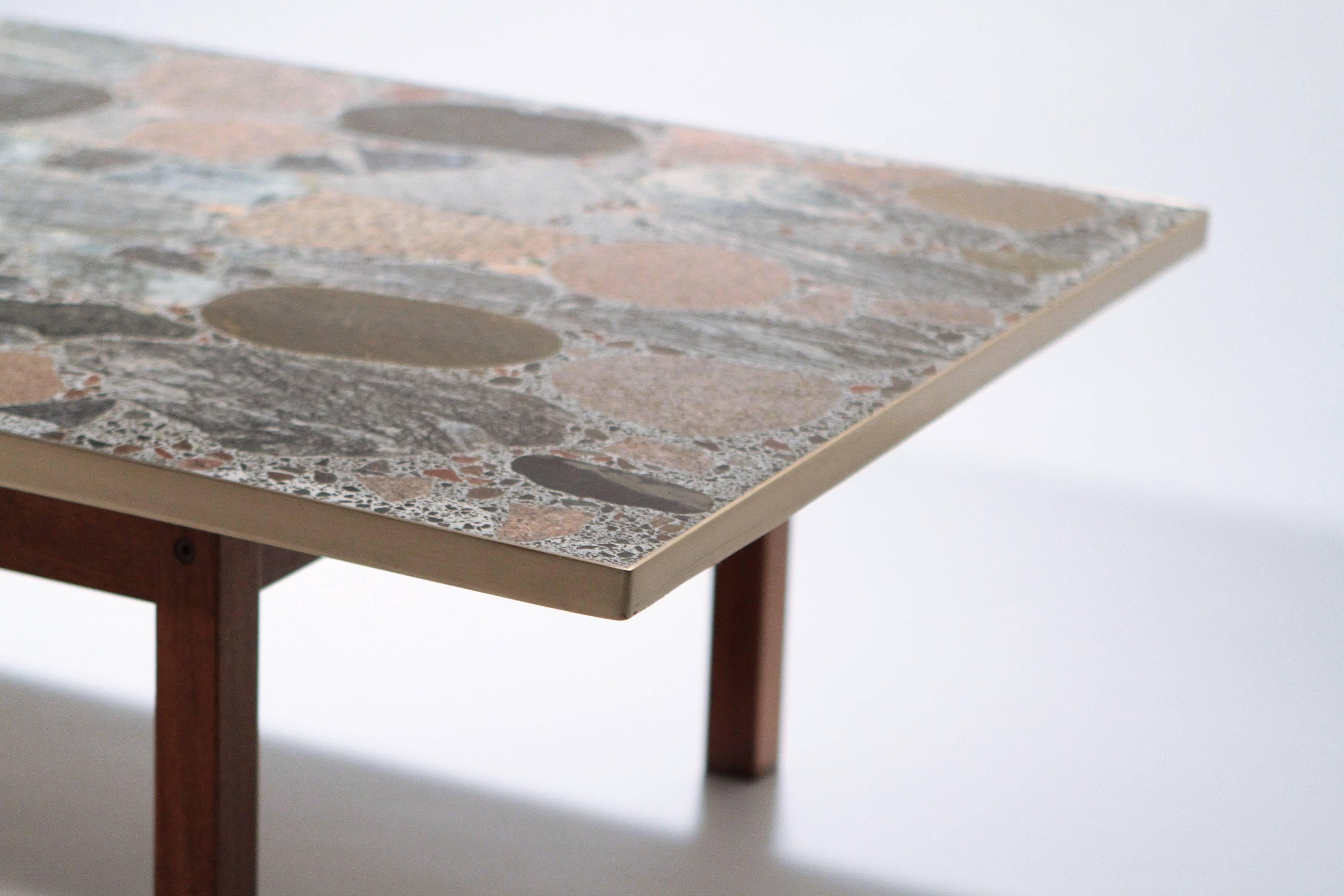 Large Stones and Brass Coffee Table by Torbjørn Afdal, 1960s 1