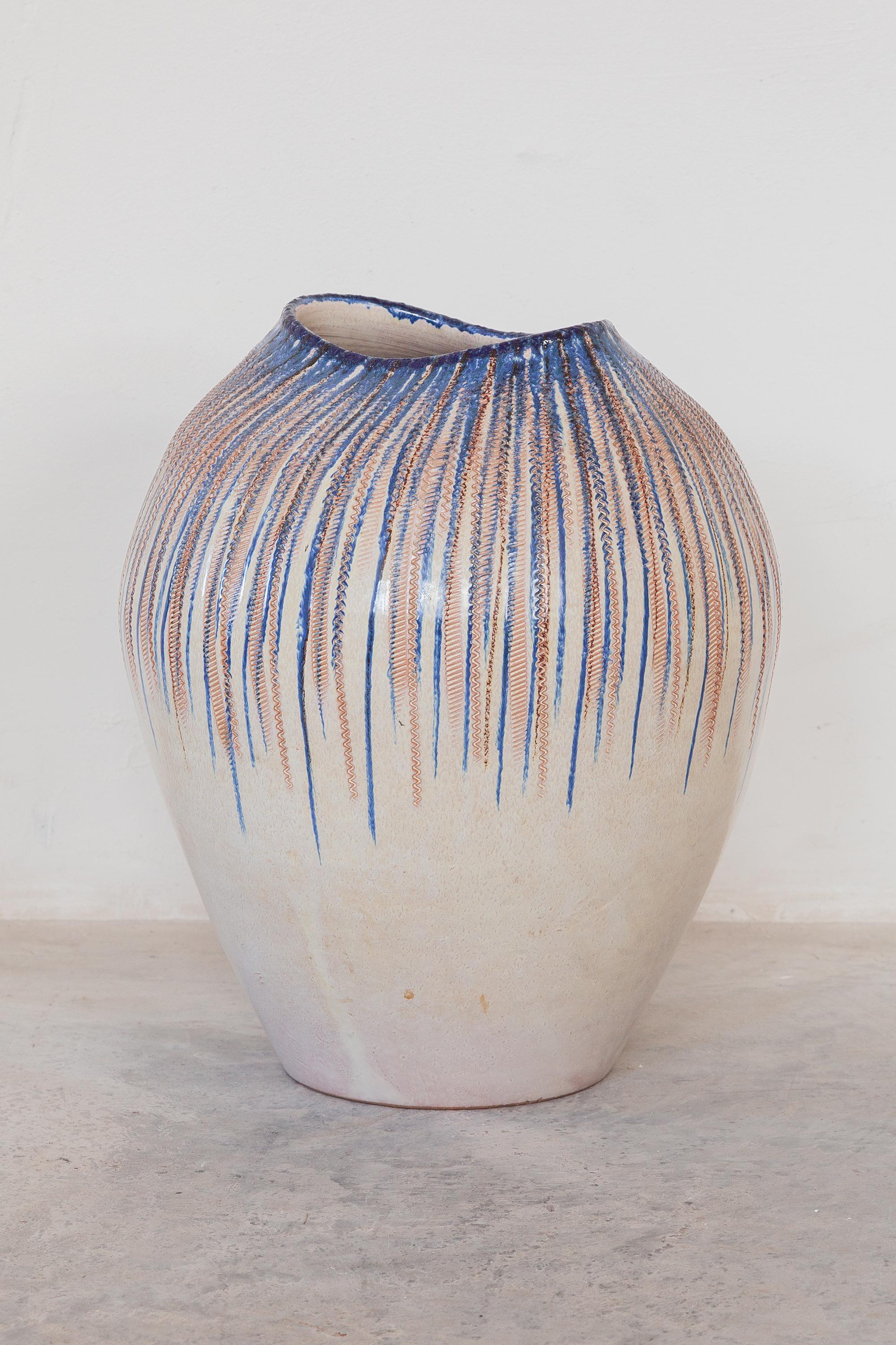 Mid-Century Modern Large Stoneware Art Pottery Vase, Germany, 1960s For Sale