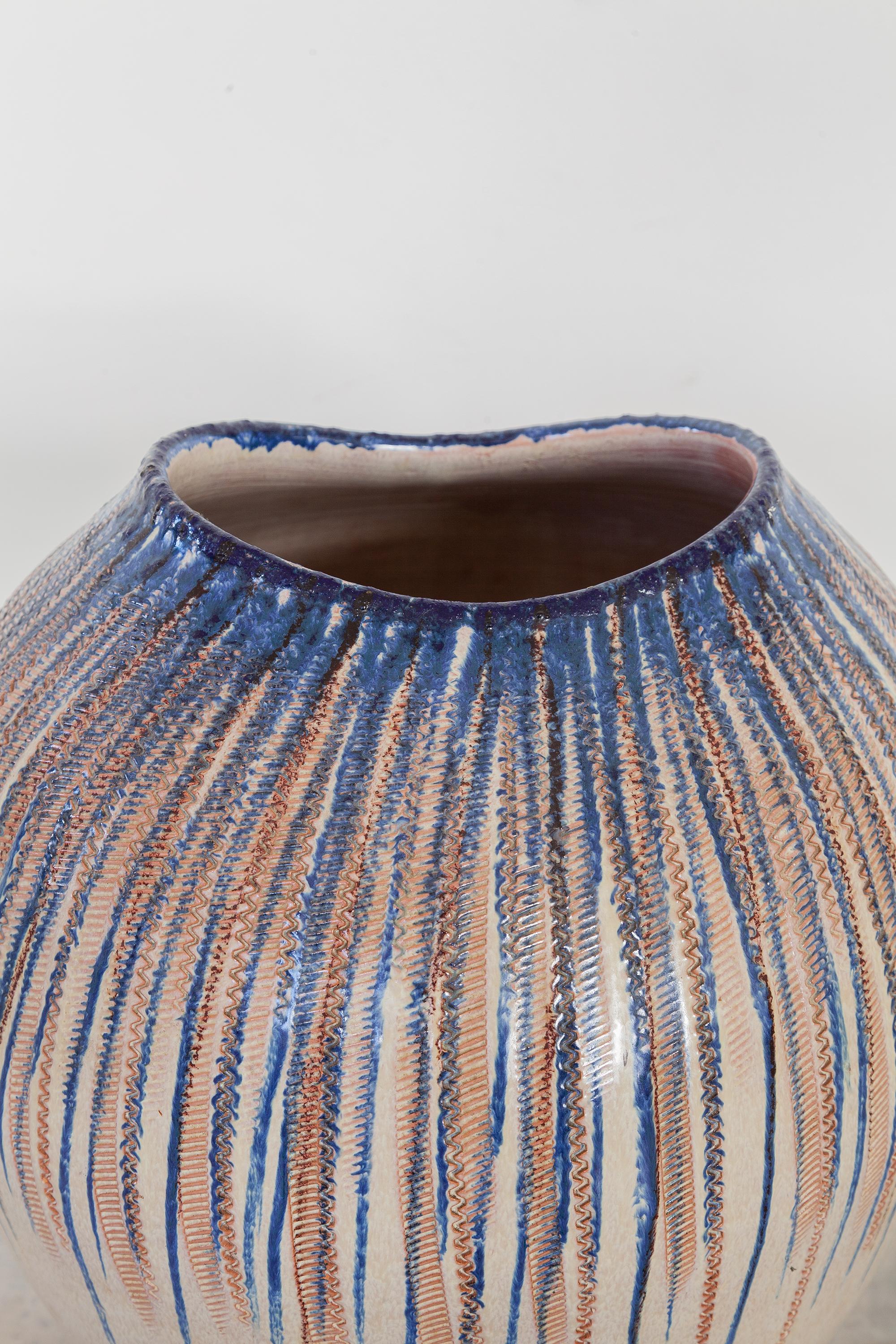 Mid-20th Century Large Stoneware Art Pottery Vase, Germany, 1960s For Sale