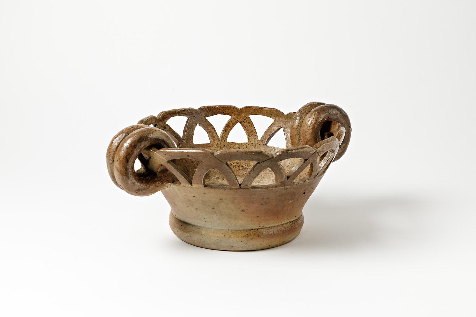 Moderne Grandes cache-pots ou jardinière en céramique en grès de La Borne, vers 1950 en vente