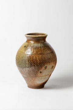 Große Bodenvase aus Steinzeug Brown von Steen Kepp 1980 La Borne