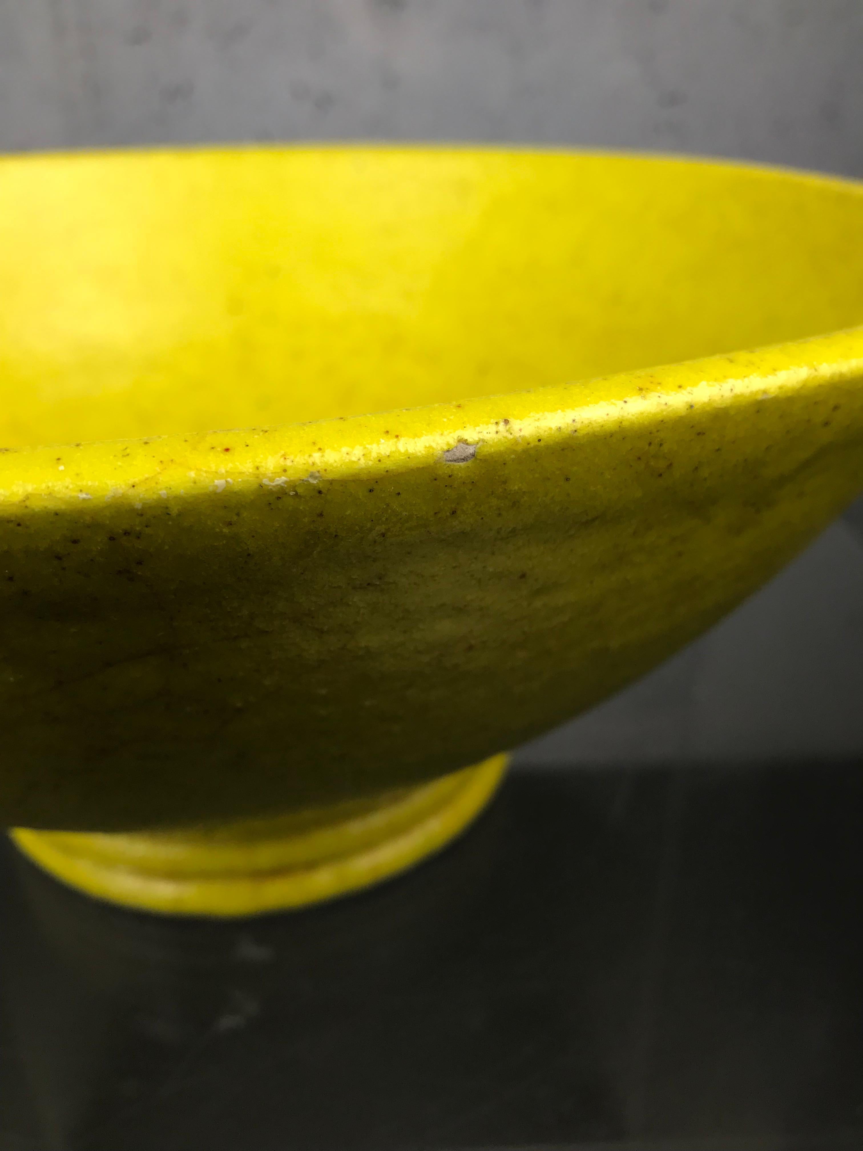 Large Stoneware Coupe Bowl in Yellow Glaze by French Potter Edmond Lachenal 5