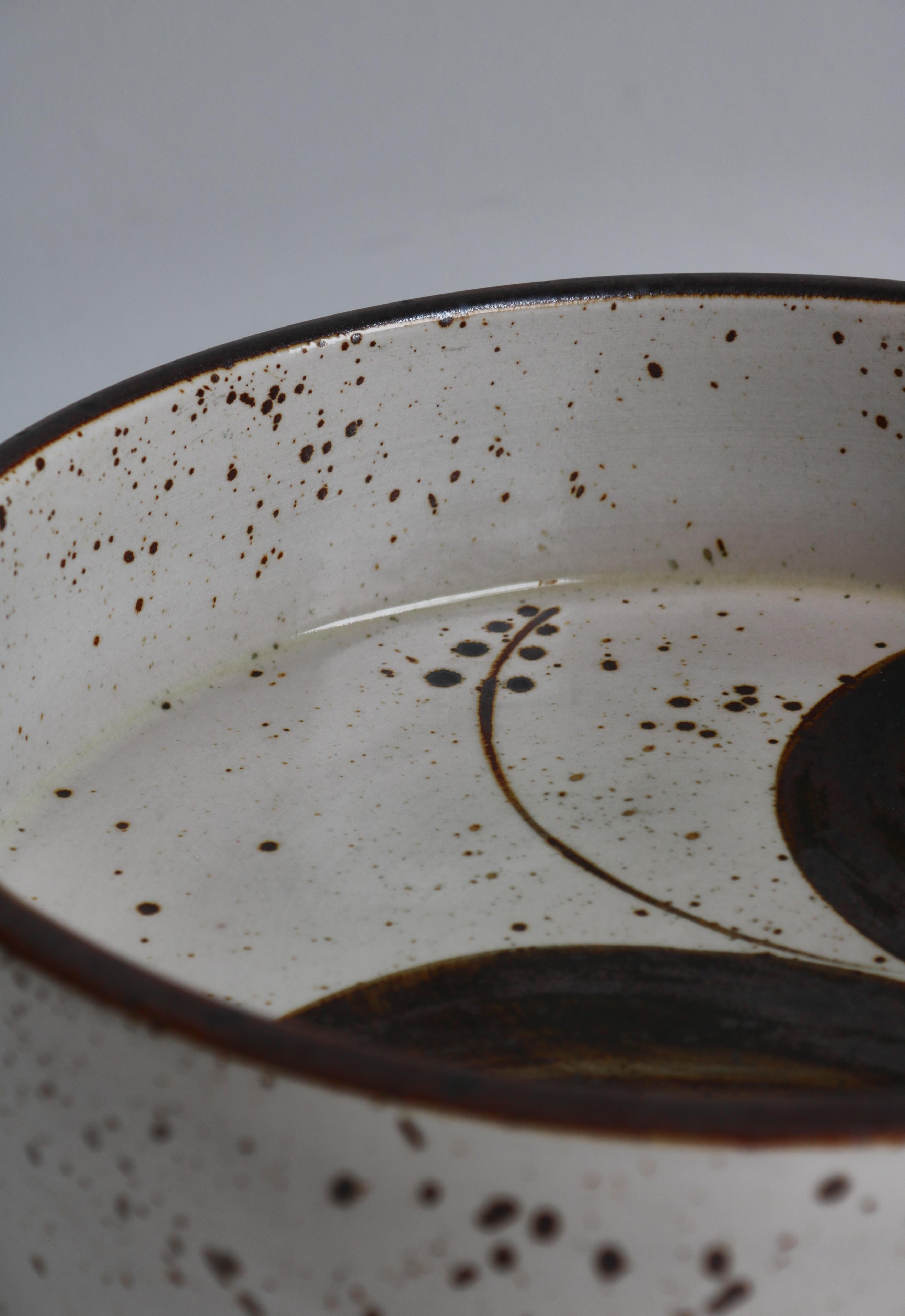 Large Stoneware Decorative Bowl Floral Motif by Søholm Pottery, Denmark, 1970s For Sale 2