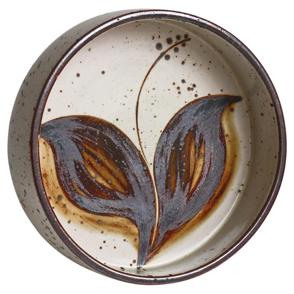 Grande ciotola decorativa in gres con motivo floreale di Søholm Pottery, Danimarca, anni '70