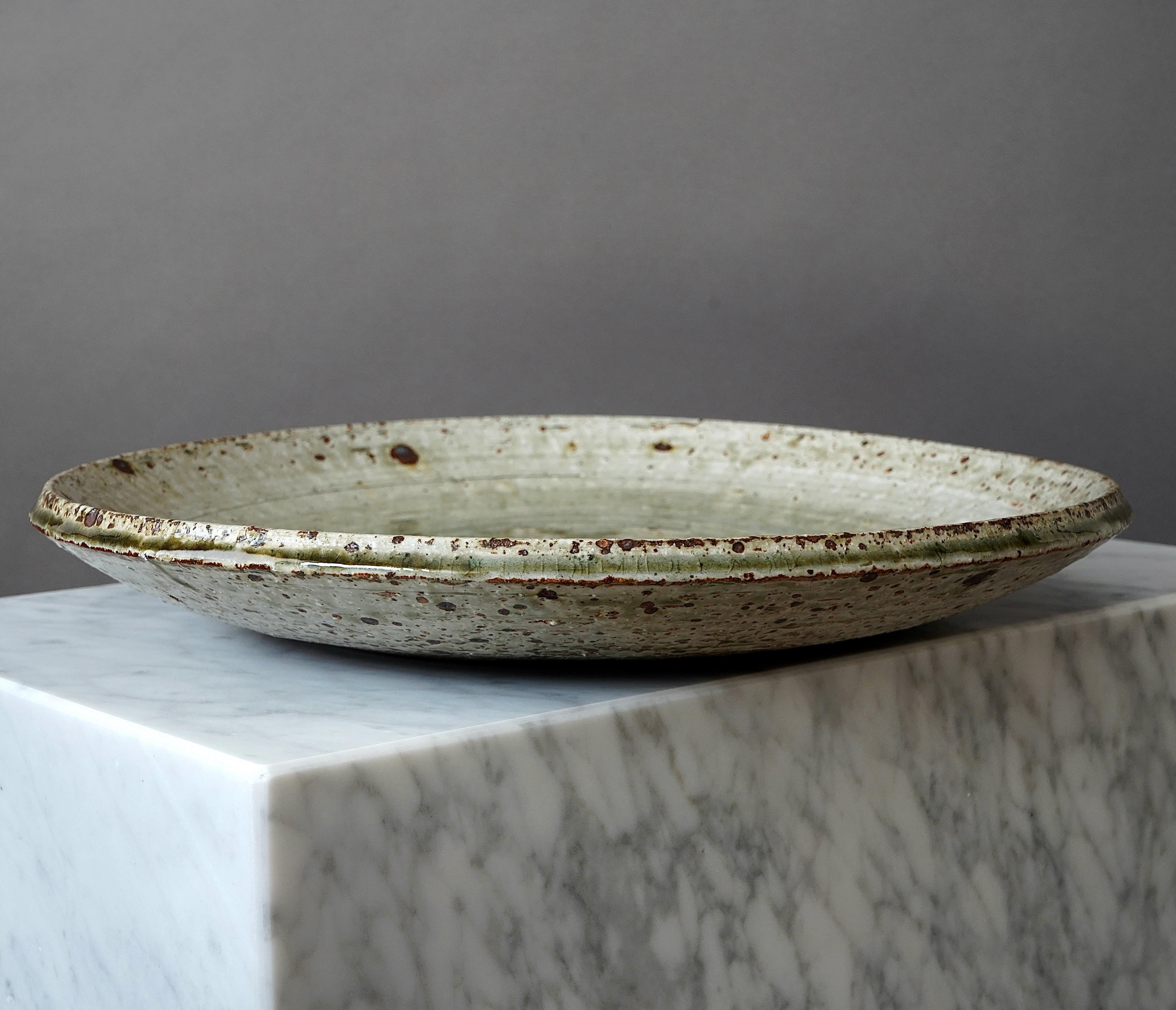 Scandinavian Modern Large Stoneware Dish by Marianne Westman for Rorstrand, Sweden, 1960s For Sale