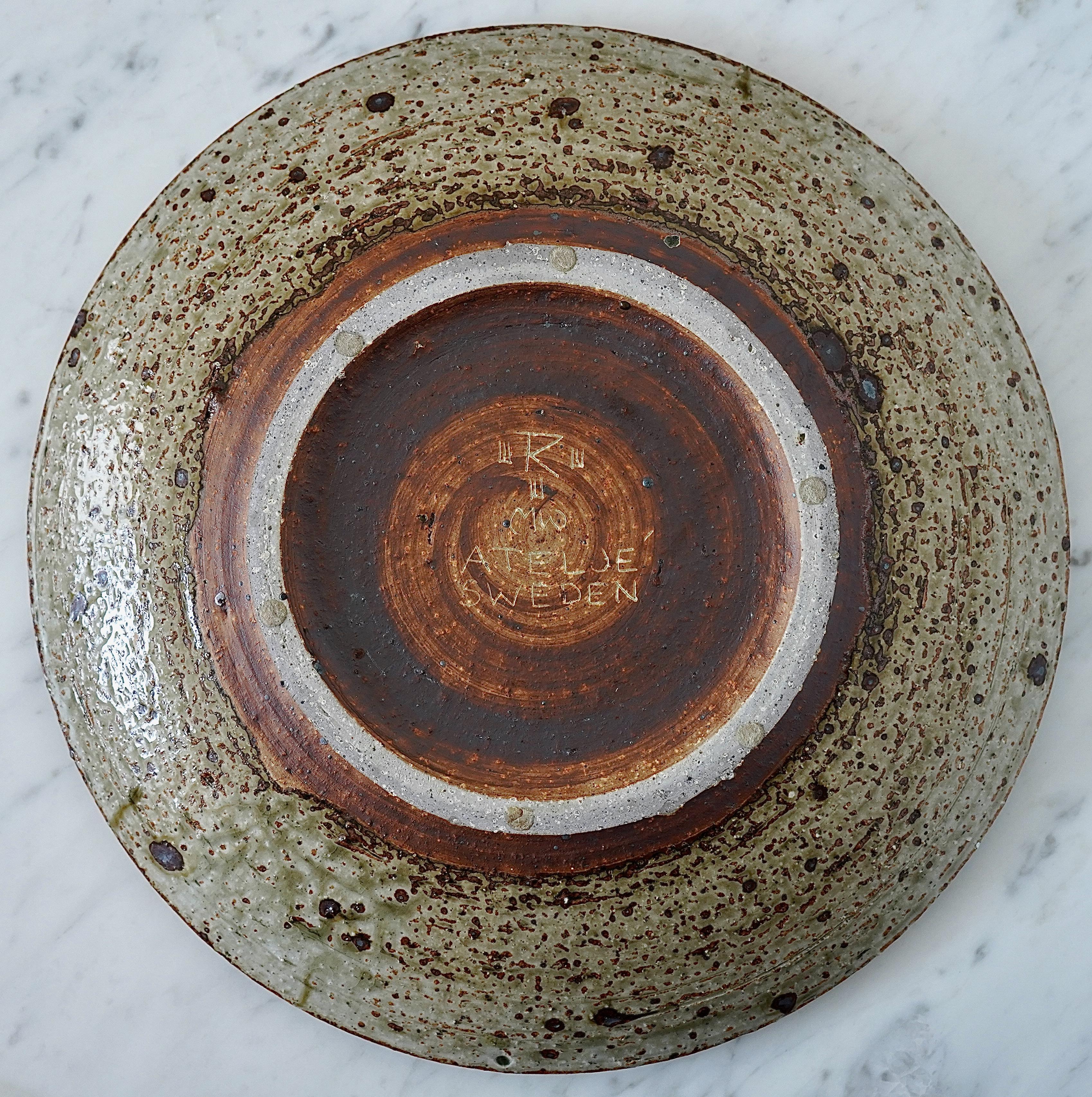 Large Stoneware Dish by Marianne Westman for Rorstrand, Sweden, 1960s In Good Condition For Sale In Malmö, SE