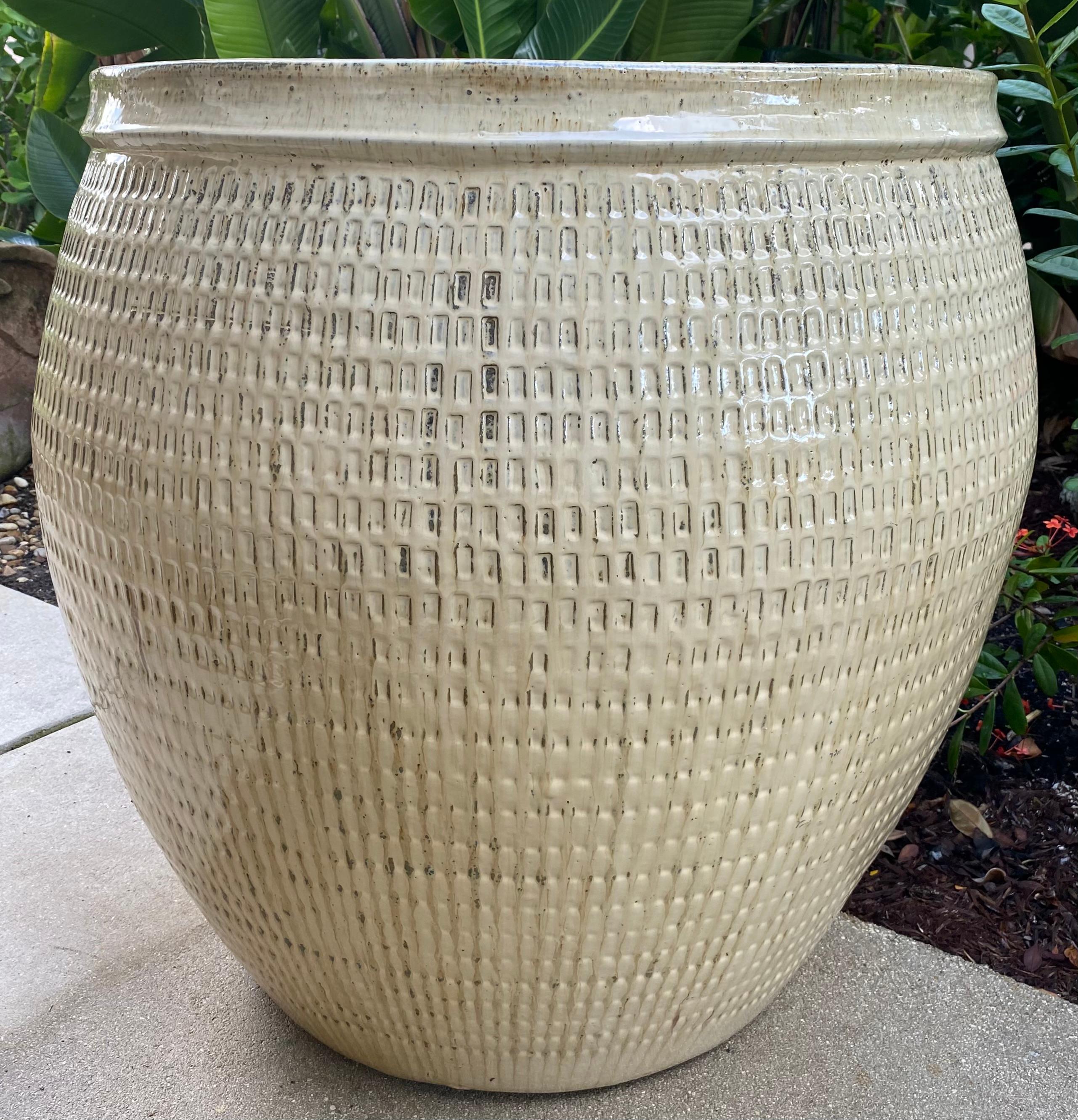 Vernissé Grande jardinière / base de table en grès en vente