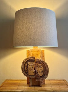 Grande lampe en grès, Roger Capron et Jean Derval, Vallauris, 1970.