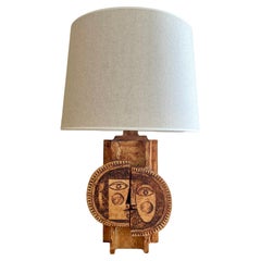 Large stoneware lamp, Roger Capron et Jean Derval, Vallauris, 1970.